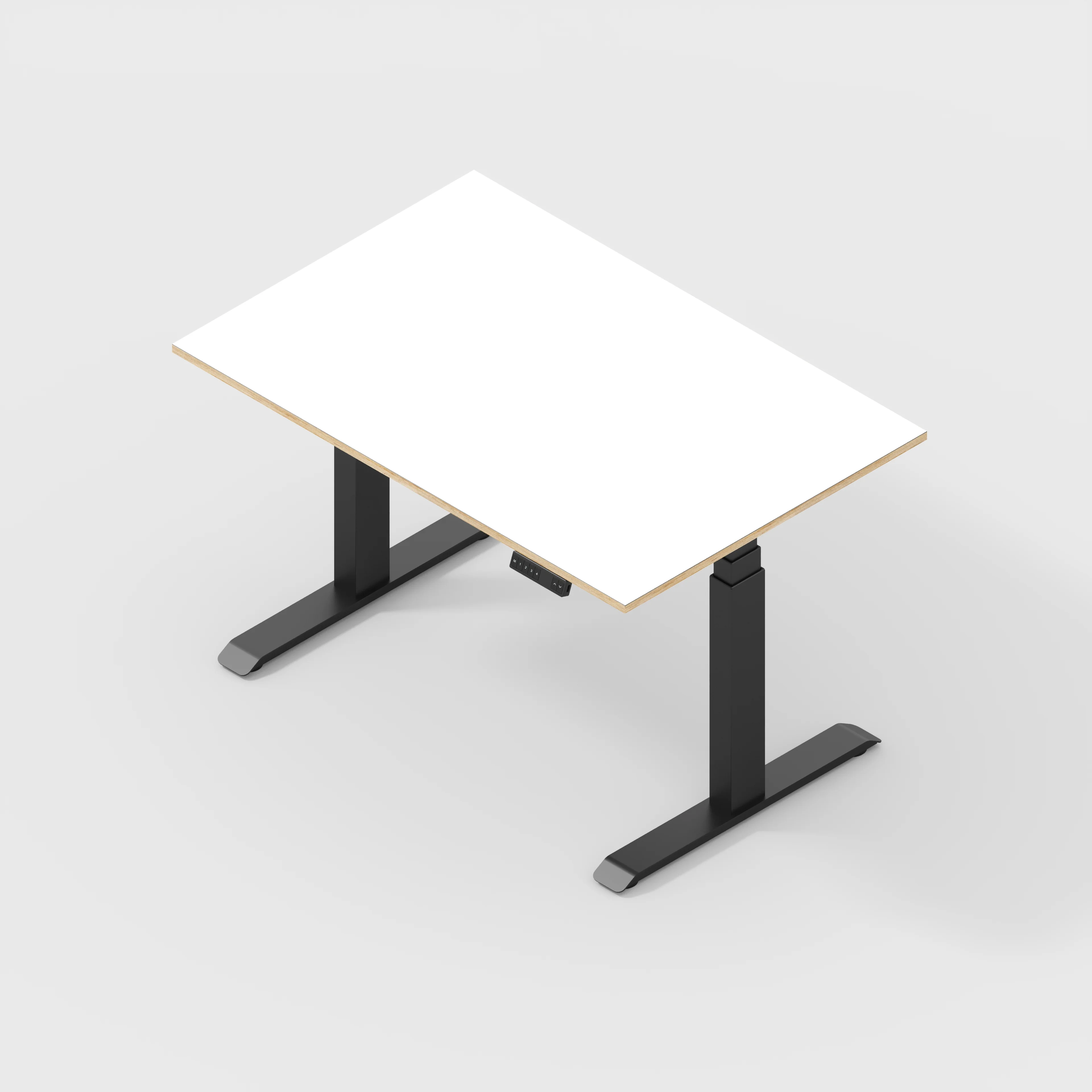 Plywood Sit Stand Desk with Black Frame - Formica White - 1200(w) x 800(d) - Image 5