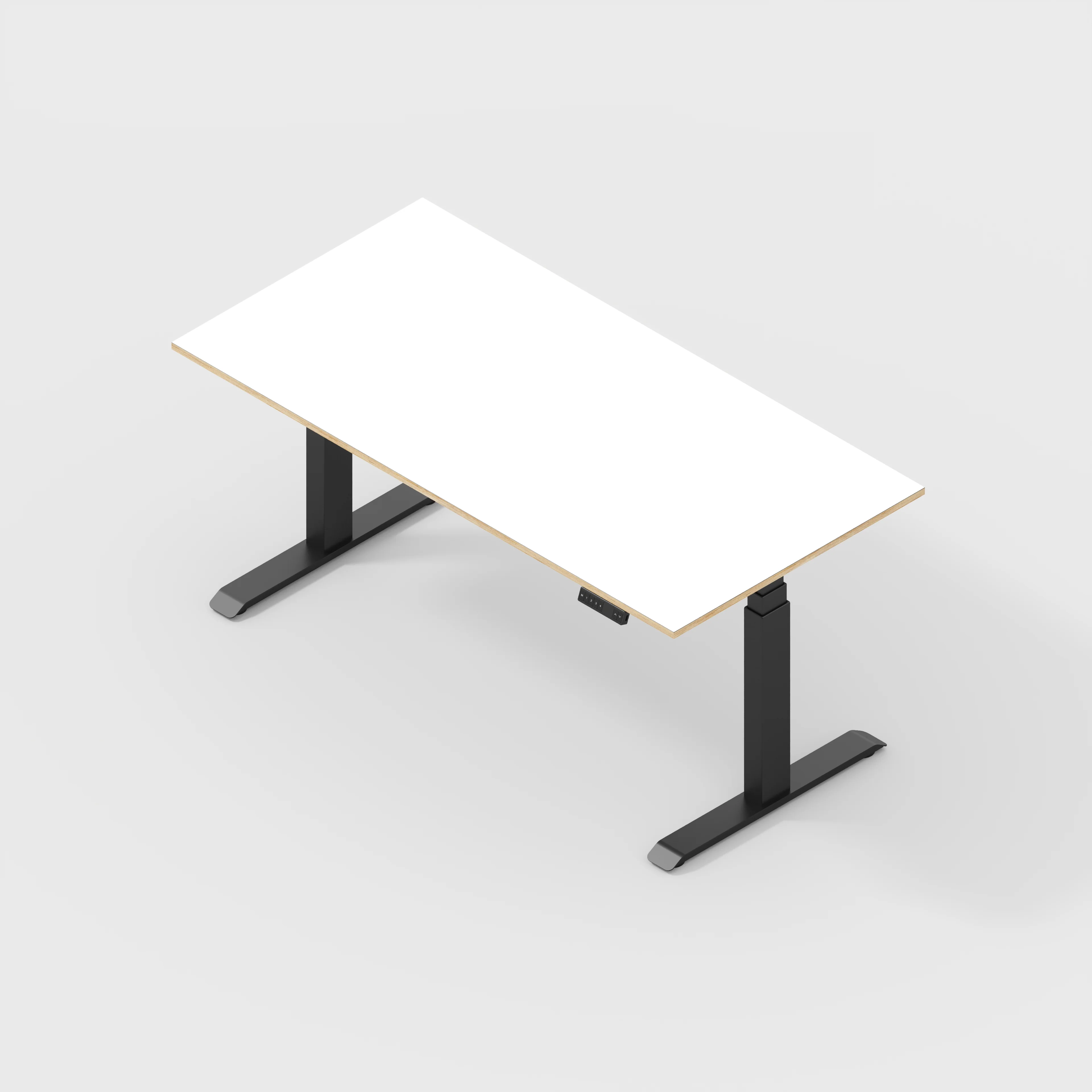 Plywood Sit Stand Desk with Black Frame - Formica White - 1600(w) x 800(d) - Image 5