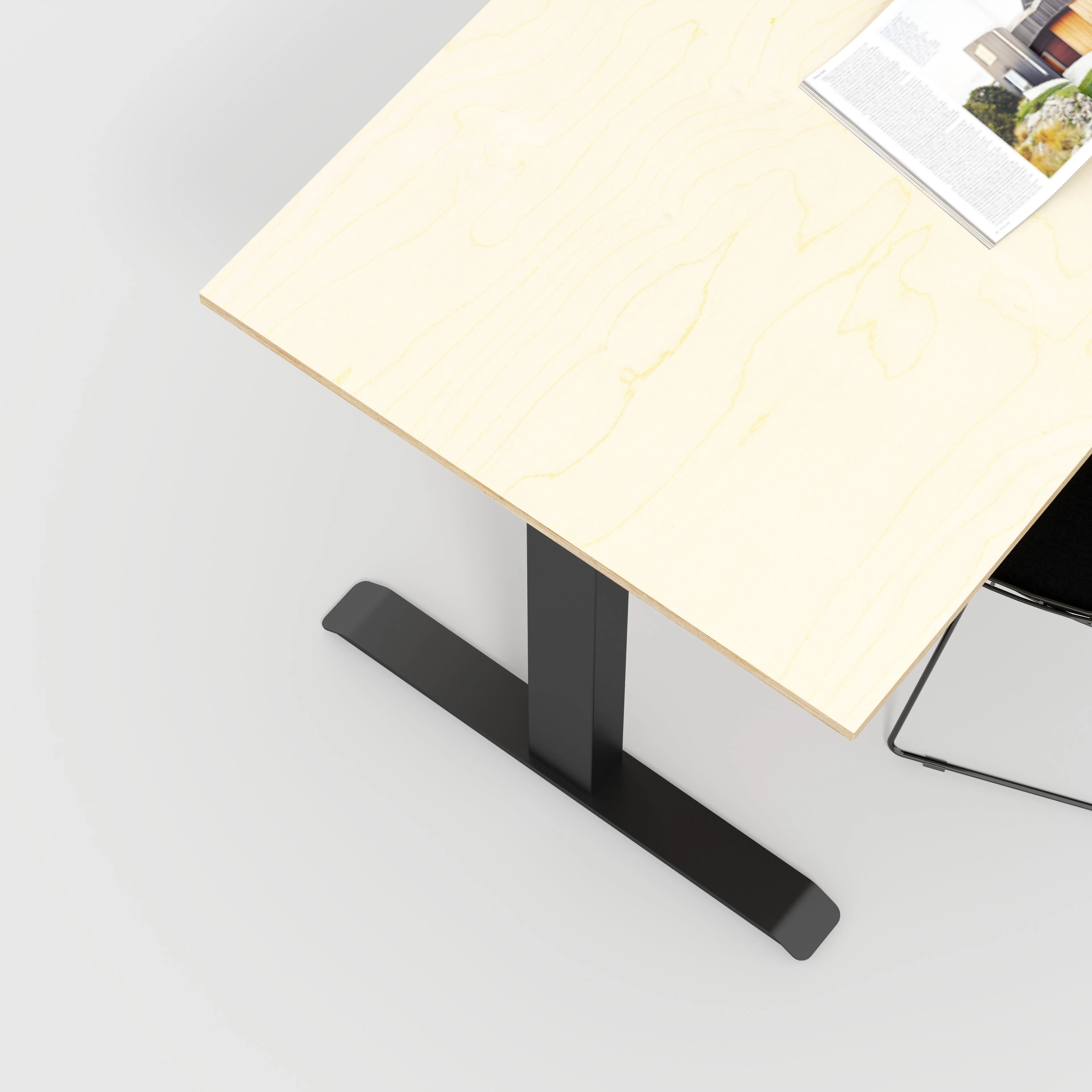 Plywood Sit Stand Desk with Black Frame - Plywood Birch - 1200(w) x 800(d) - Image 3