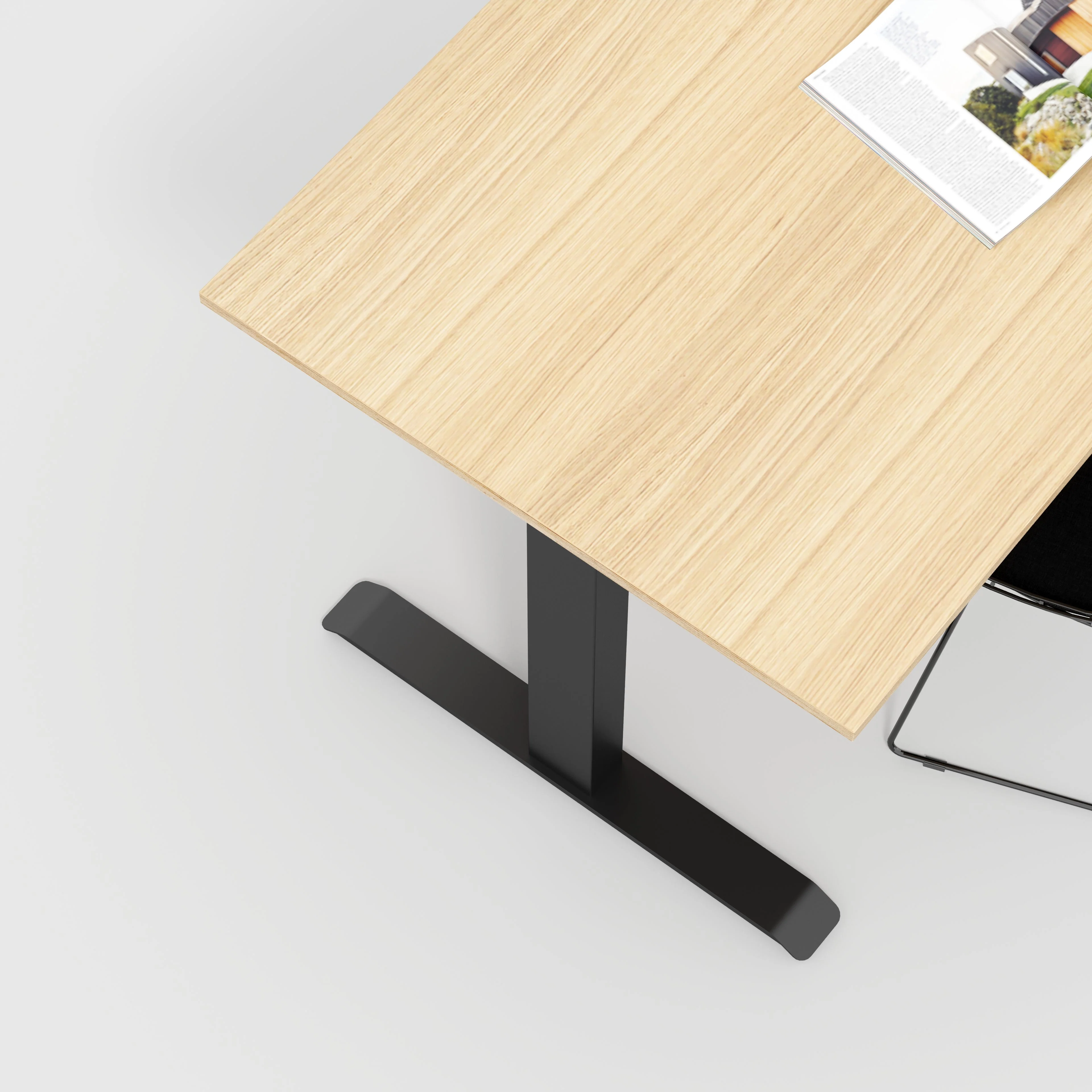 Plywood Sit Stand Desk with Black Frame - Plywood Oak - 1600(w) x 800(d) - Image 3