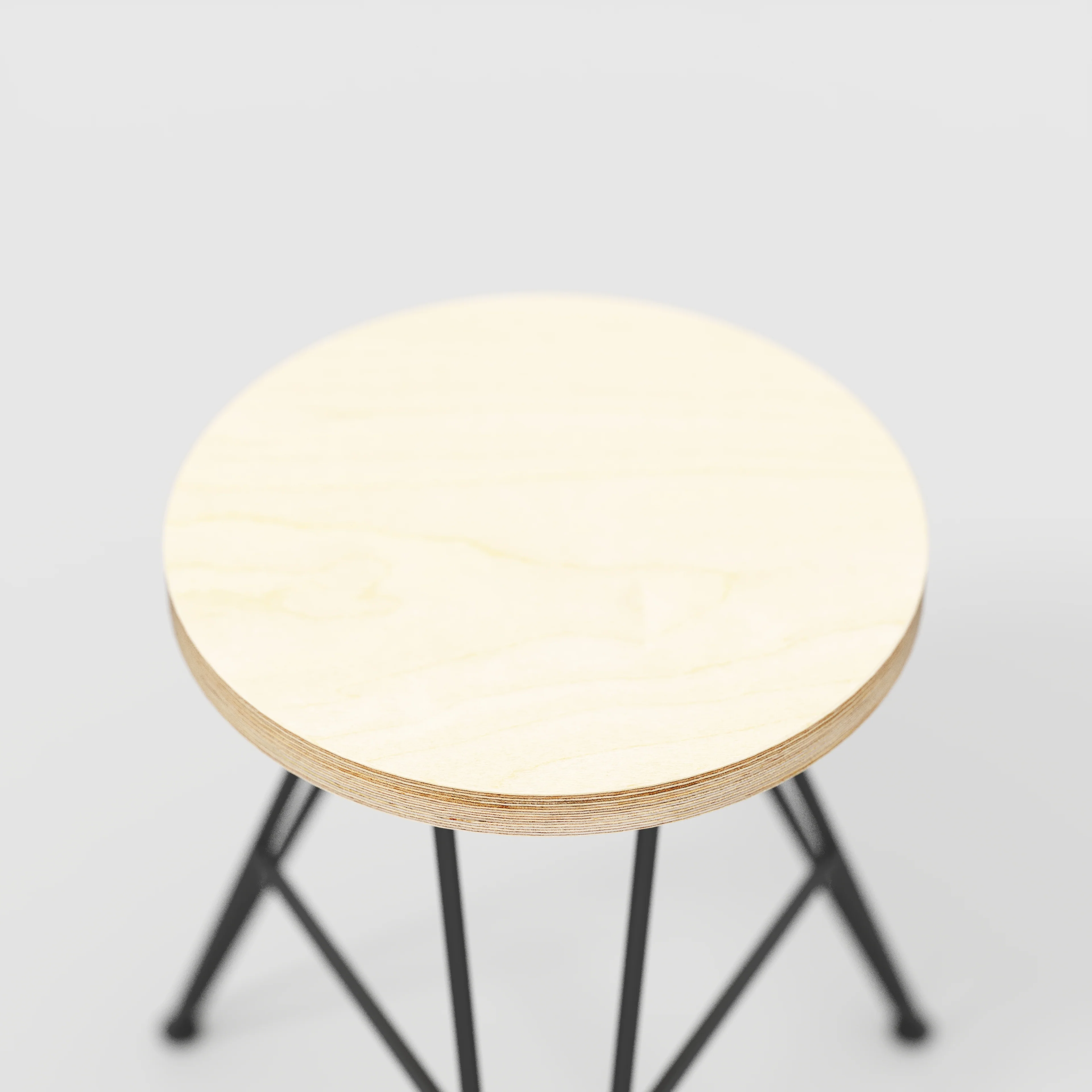 Plywood Stool with Black Hairpin Base - Plywood Birch - Image 4