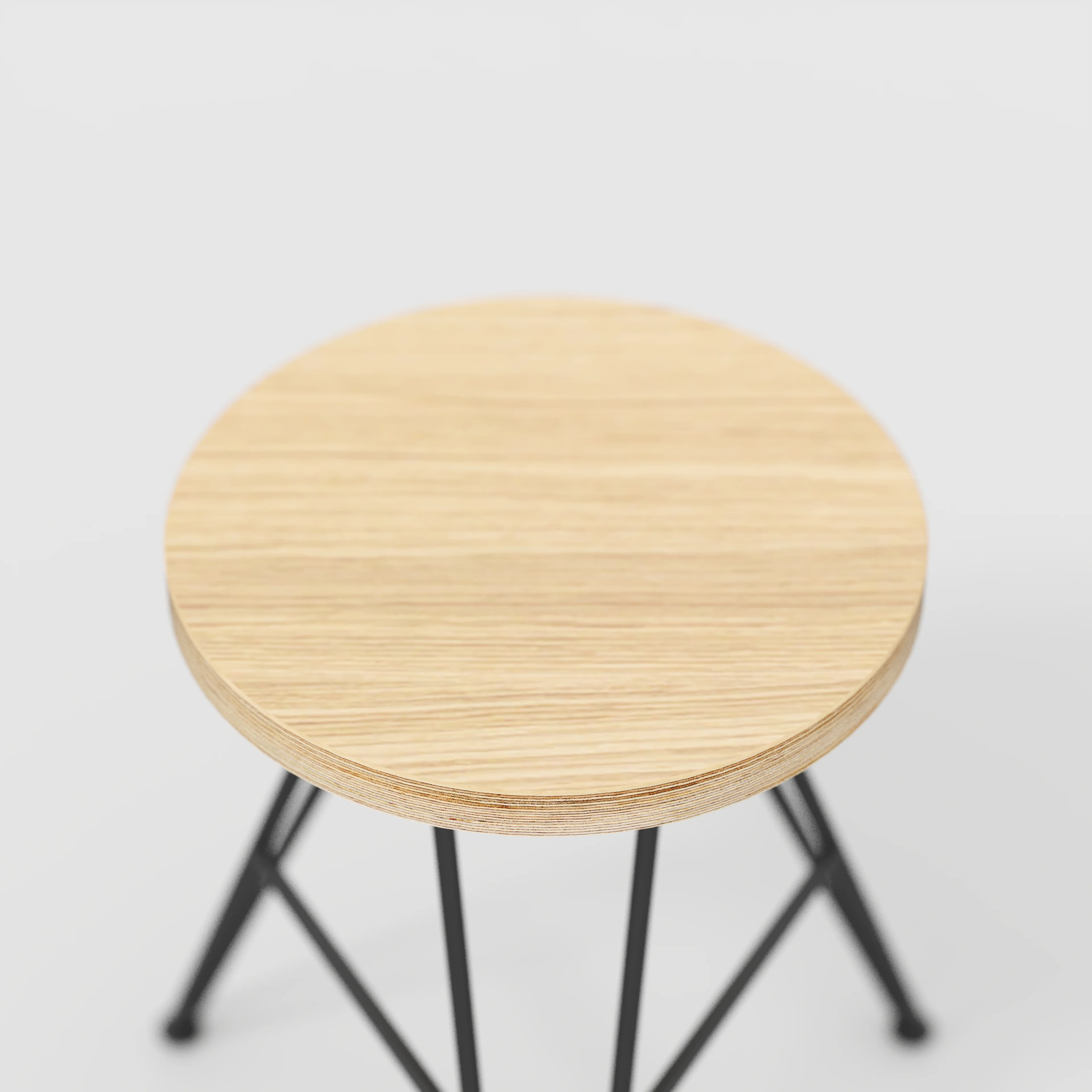 Plywood Stool with Black Hairpin Base - Plywood Oak - Image 4