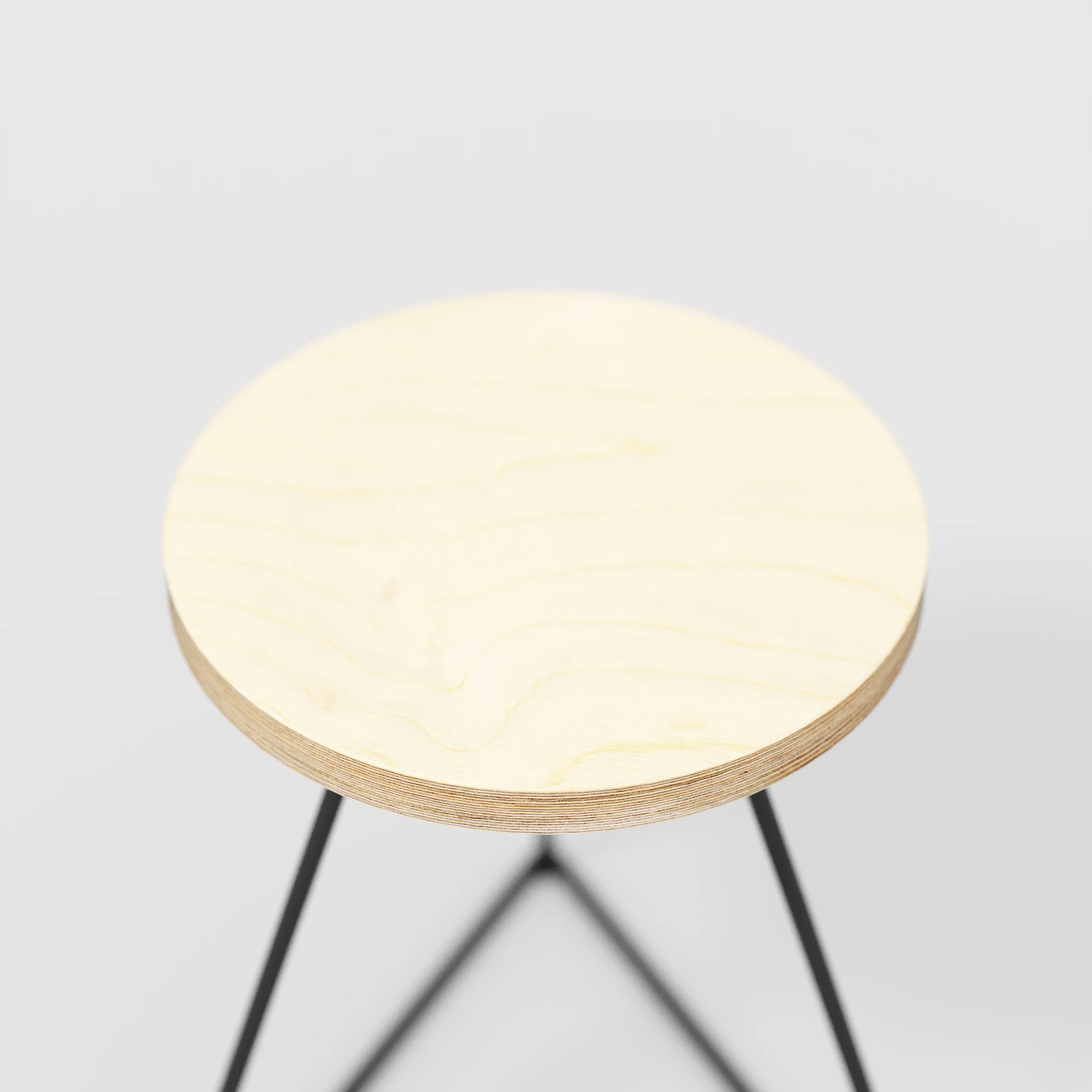 Plywood Stool with Black Prism Base - Plywood Birch - Image 4