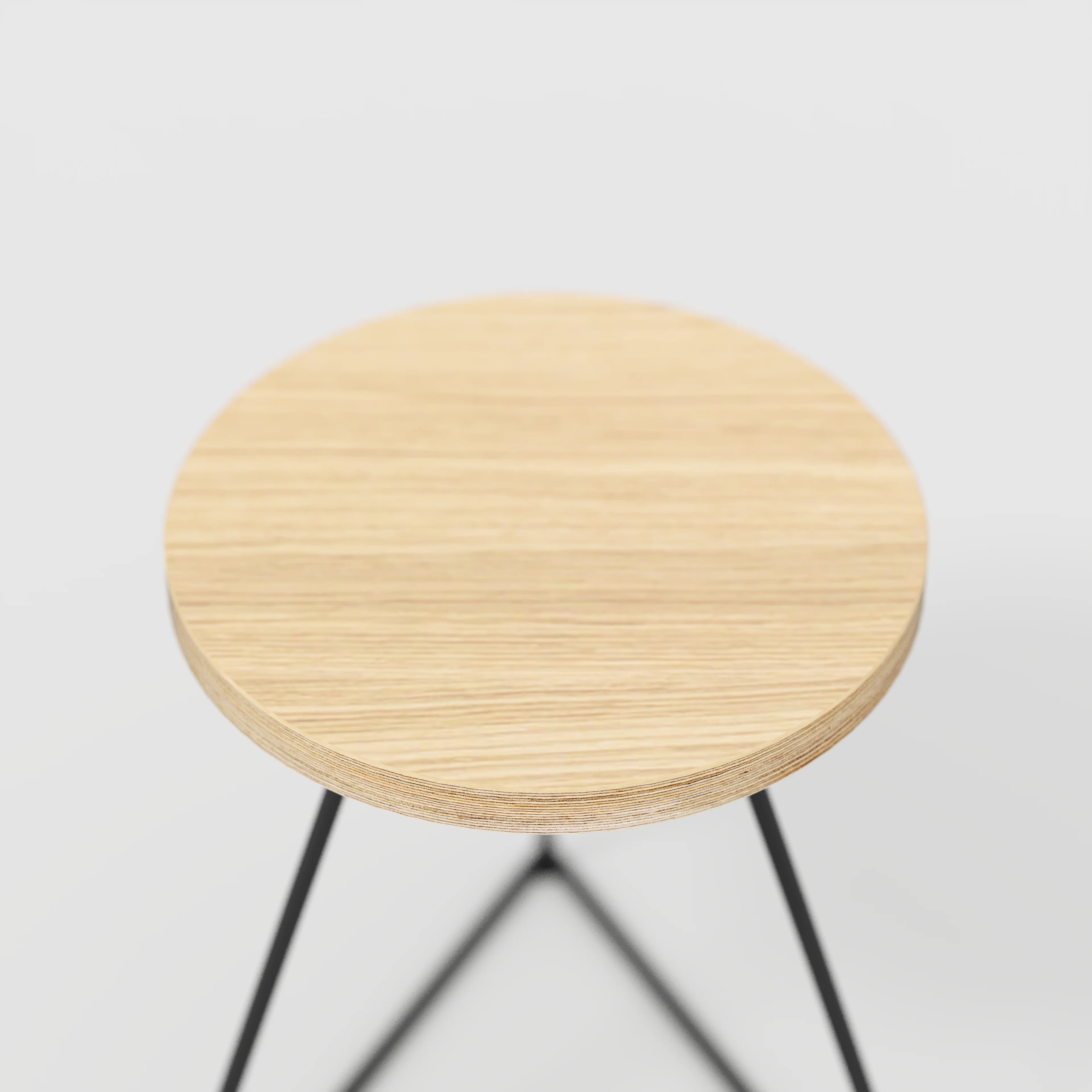 Plywood Stool with Black Prism Base - Plywood Oak - Image 4