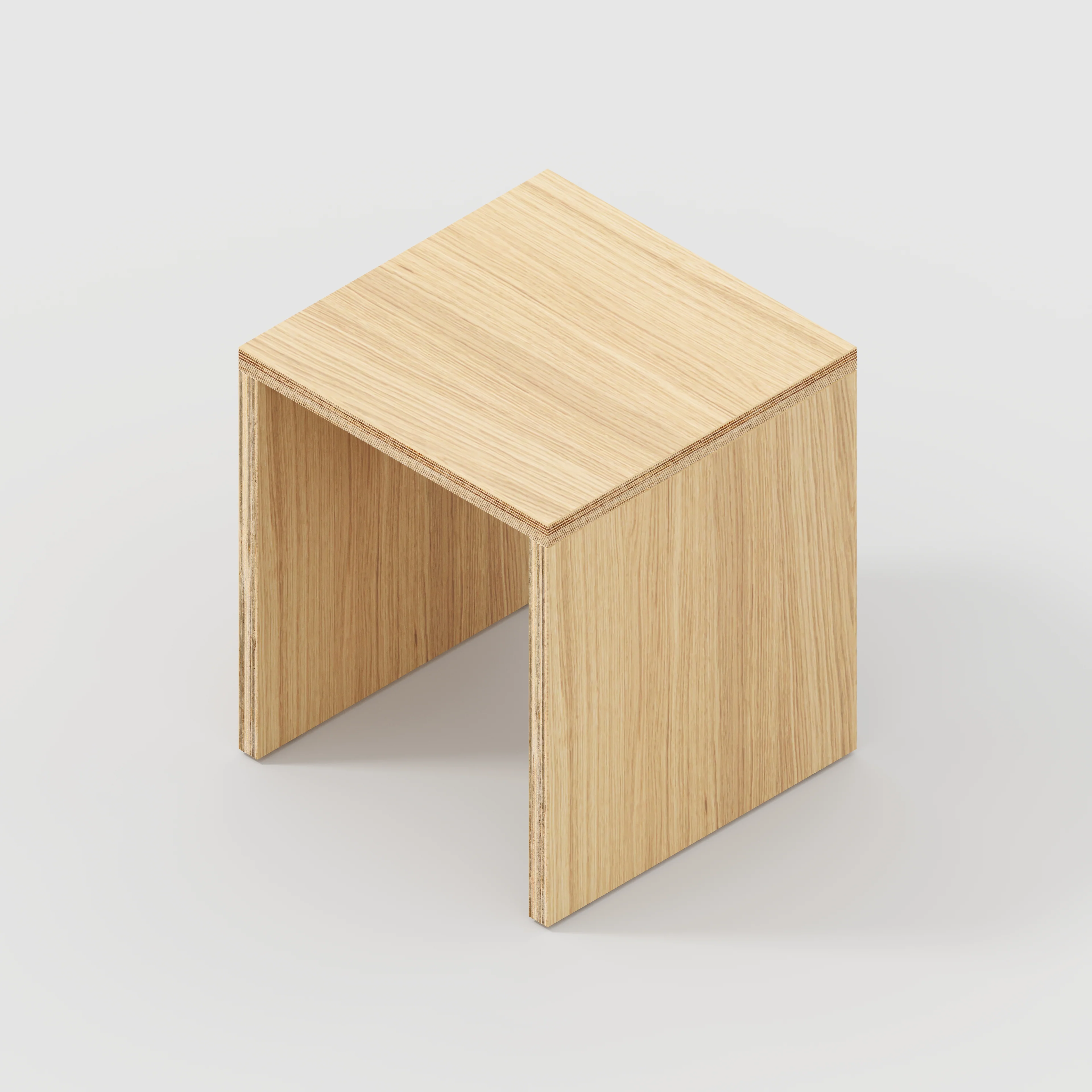 Plywood Stool with Solid Sides - Plywood Oak - 400(w) x 400(d) x 450(h) - Image 3