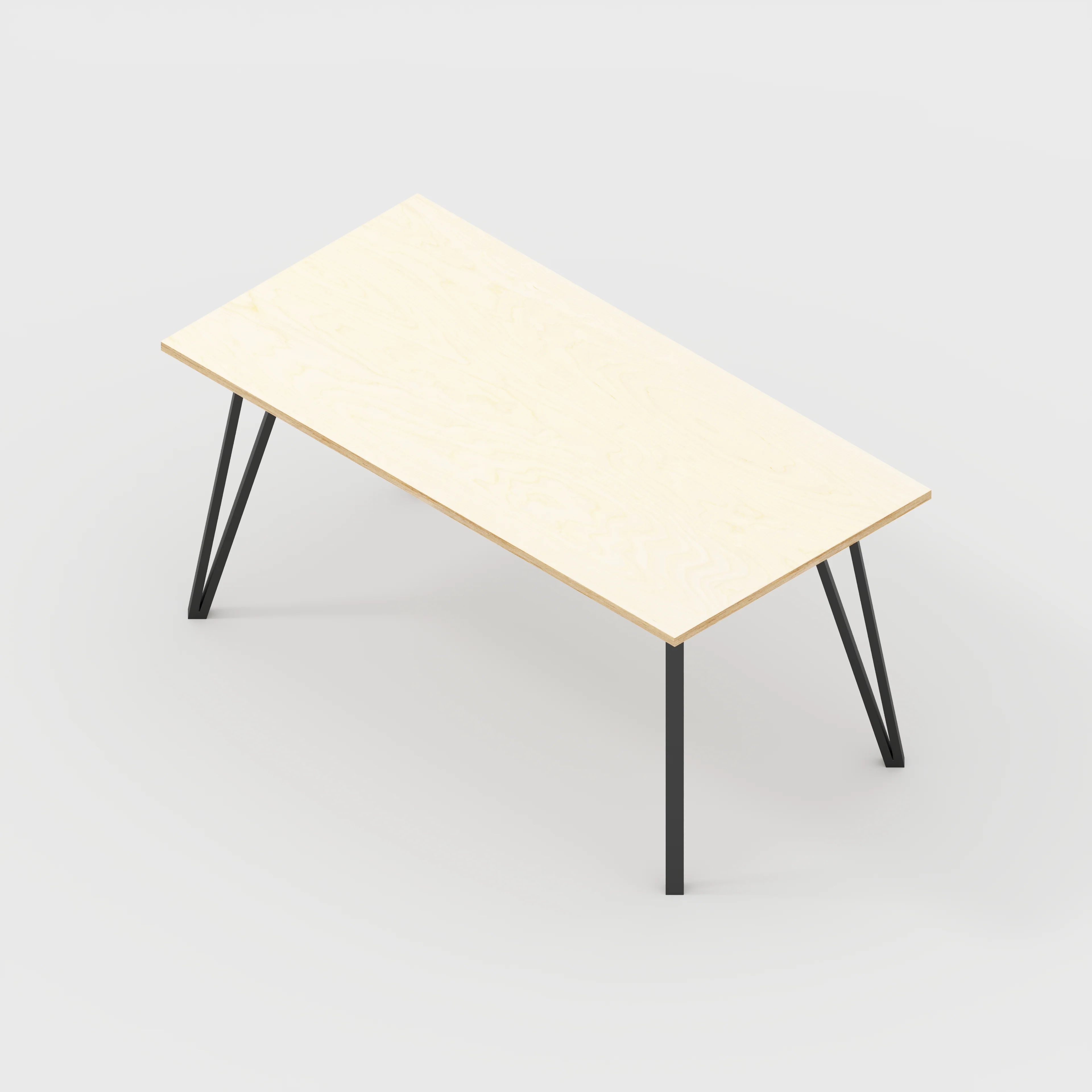 Plywood Table with Black Box Hairpin Legs - Plywood Birch - 1600(w) x 800(d) x 735(h) - Image 5