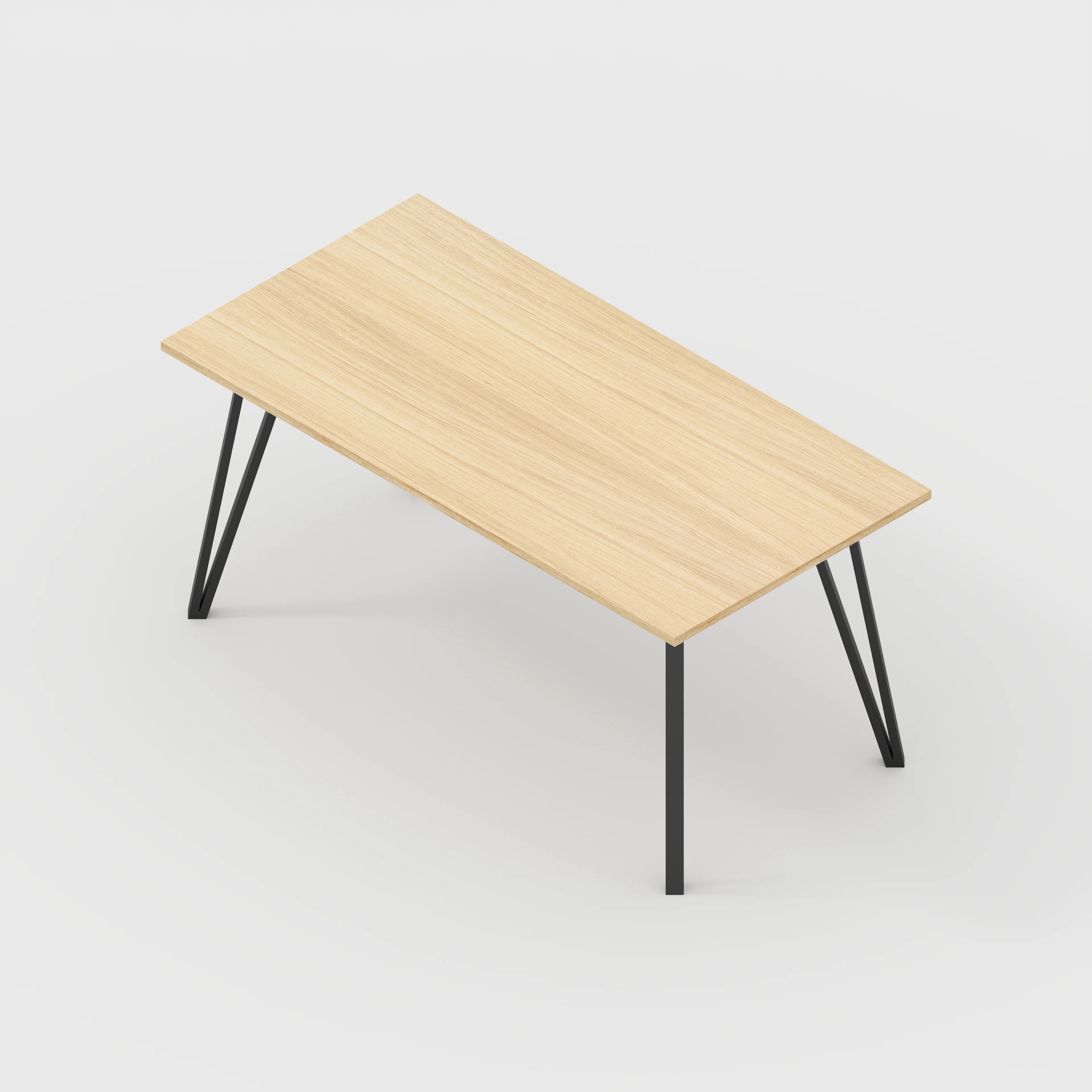 Plywood Table with Black Box Hairpin Legs - Plywood Oak - 1600(w) x 800(d) x 735(h) - Image 5