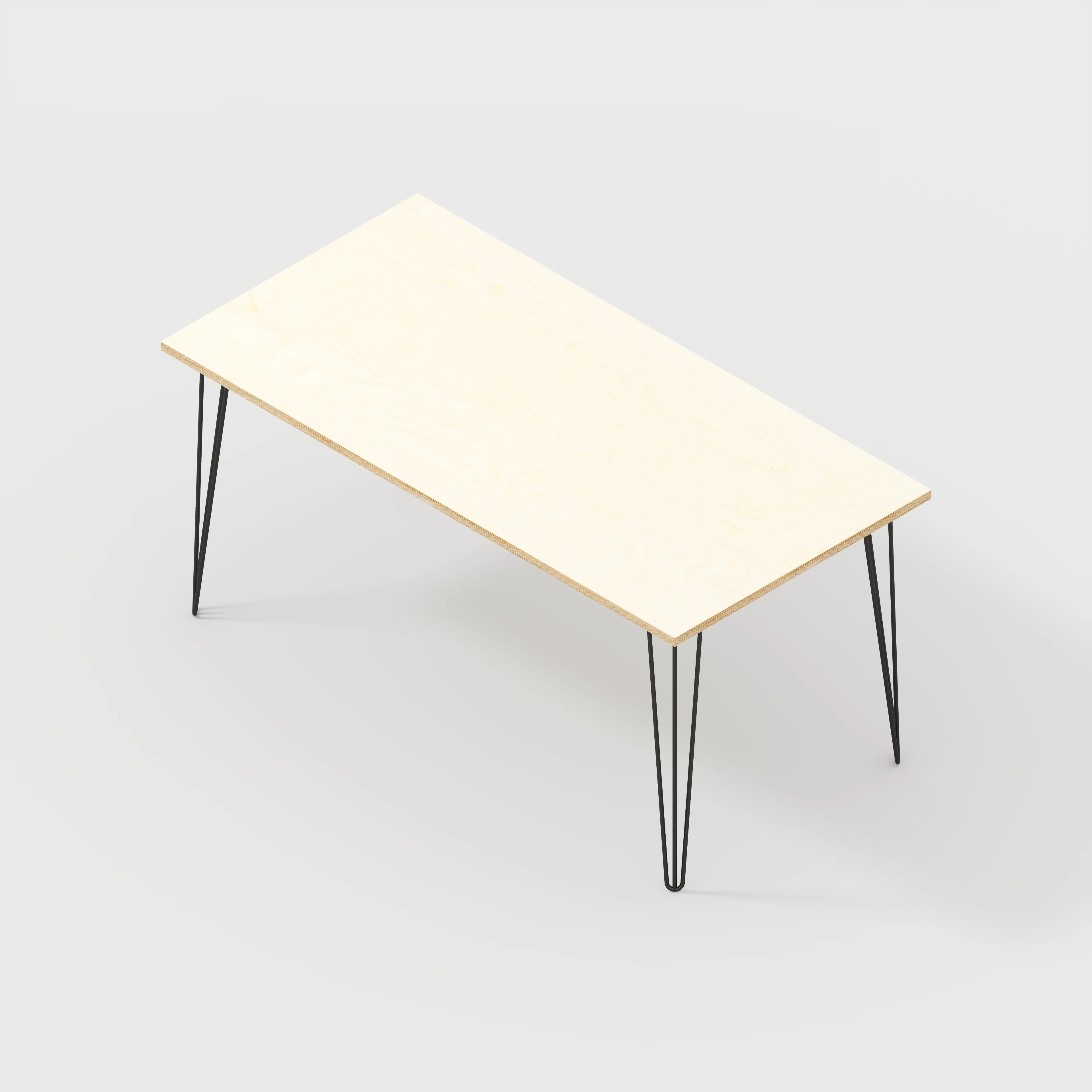 Plywood Table with Black Hairpin Legs - Plywood Birch - 1600(w) x 800(d) - Image 5