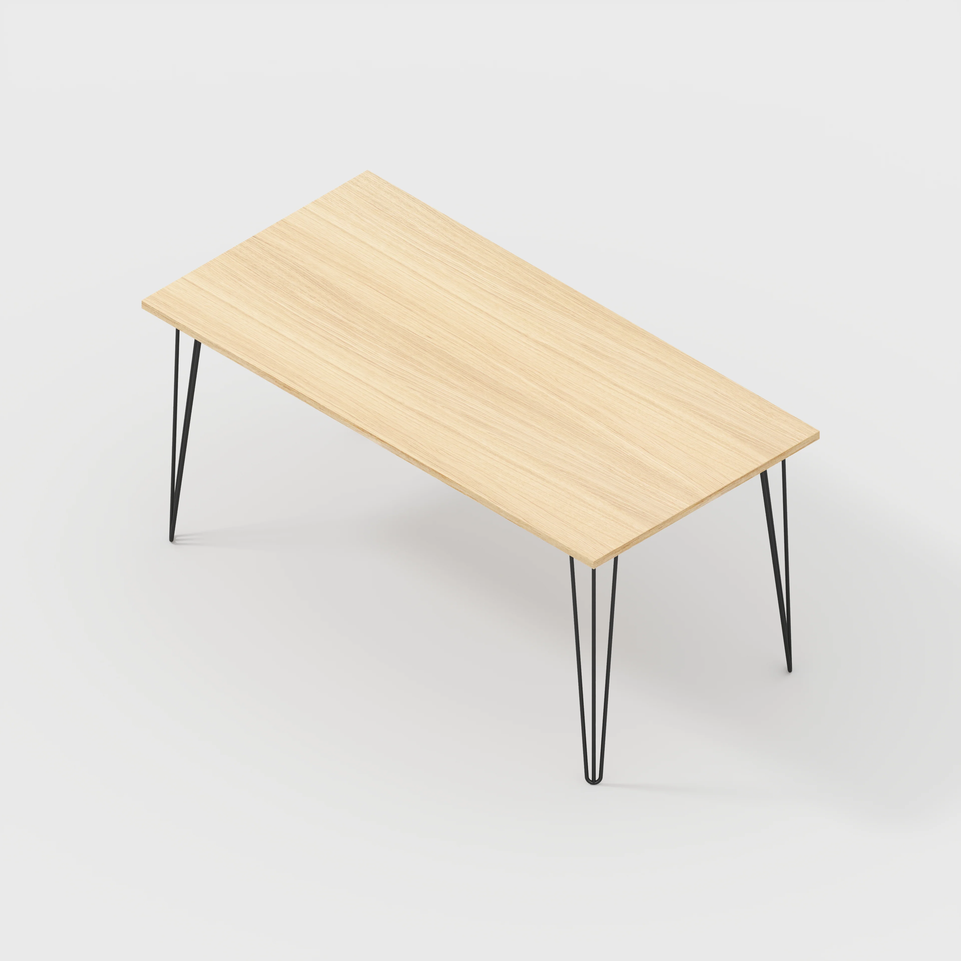 Plywood Table with Black Hairpin Legs - Plywood Oak - 1600(w) x 800(d) - Image 5