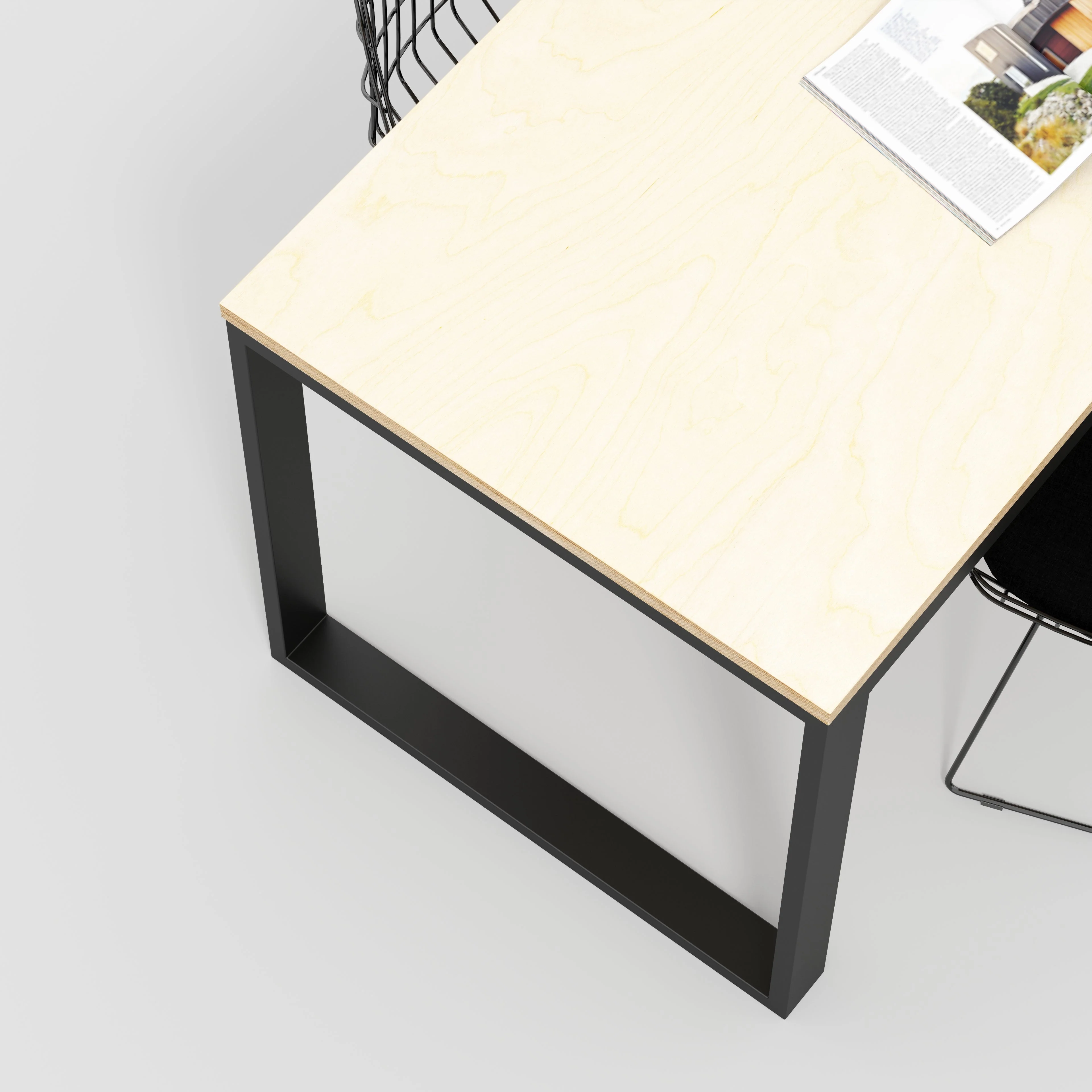 Plywood Table with Black Industrial Frame - Plywood Birch - 1800(w) x 745(d) x 735(h) - Image 3