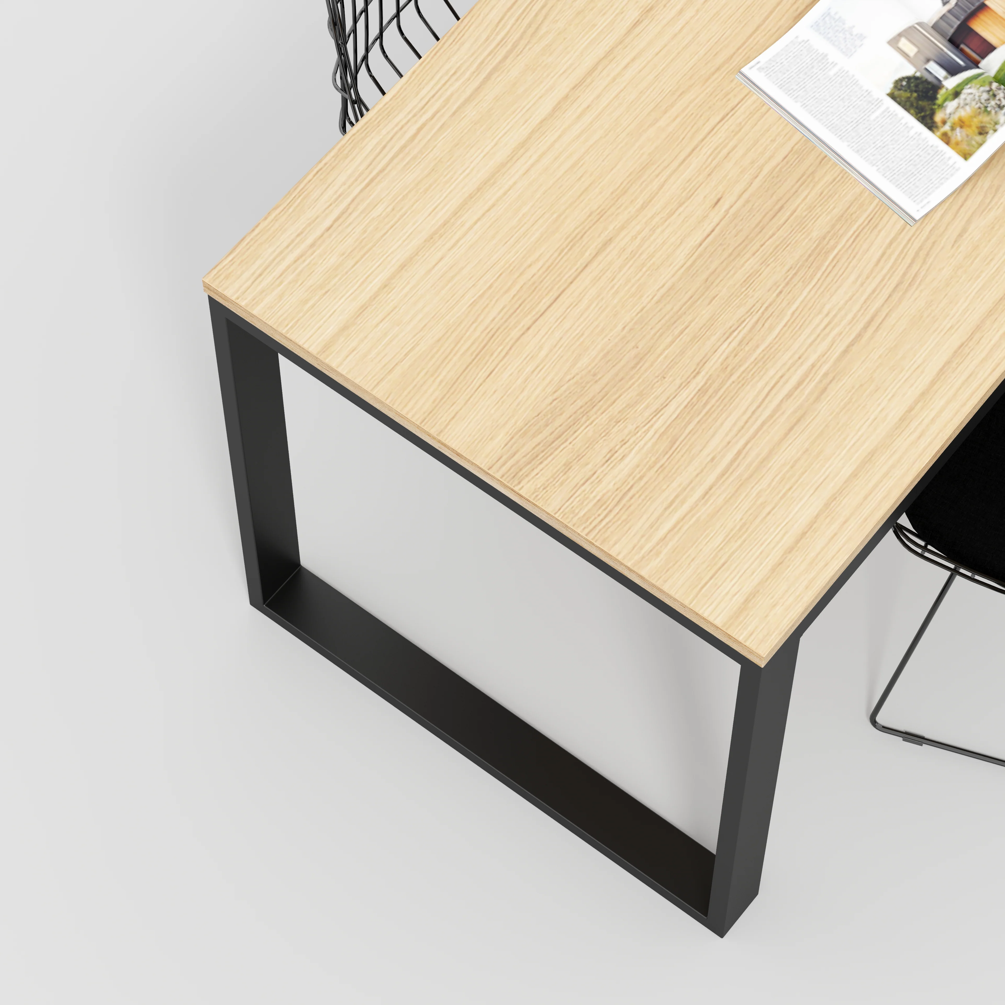 Plywood Table with Black Industrial Frame - Plywood Oak - 1200(w) x 745(d) x 735(h) - Image 3