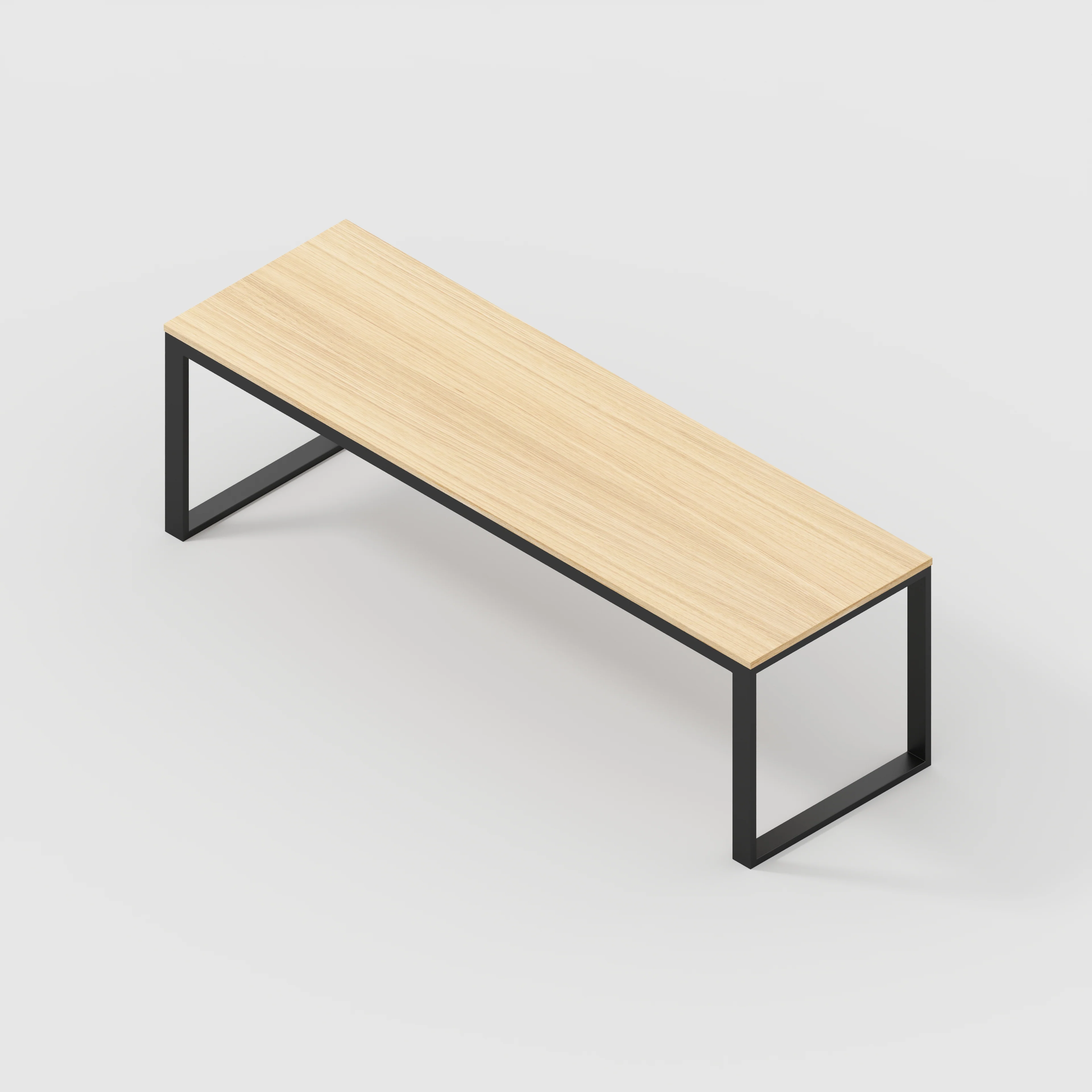 Plywood Table with Black Industrial Frame - Plywood Oak - 2400(w) x 745(d) x 735(h) - Image 5