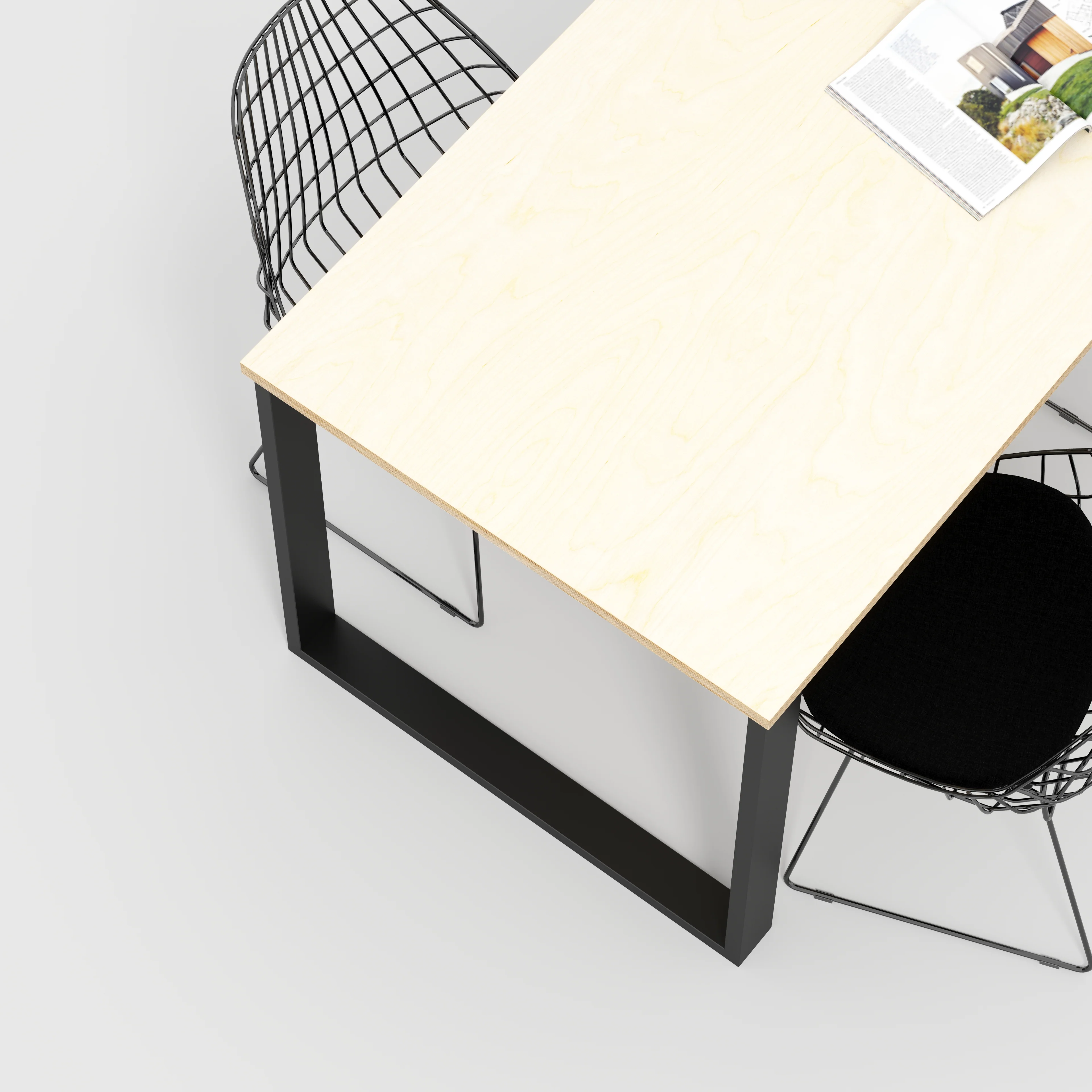 Plywood Table with Black Industrial Legs - Plywood Birch - 1600(w) x 800(d) - Image 3