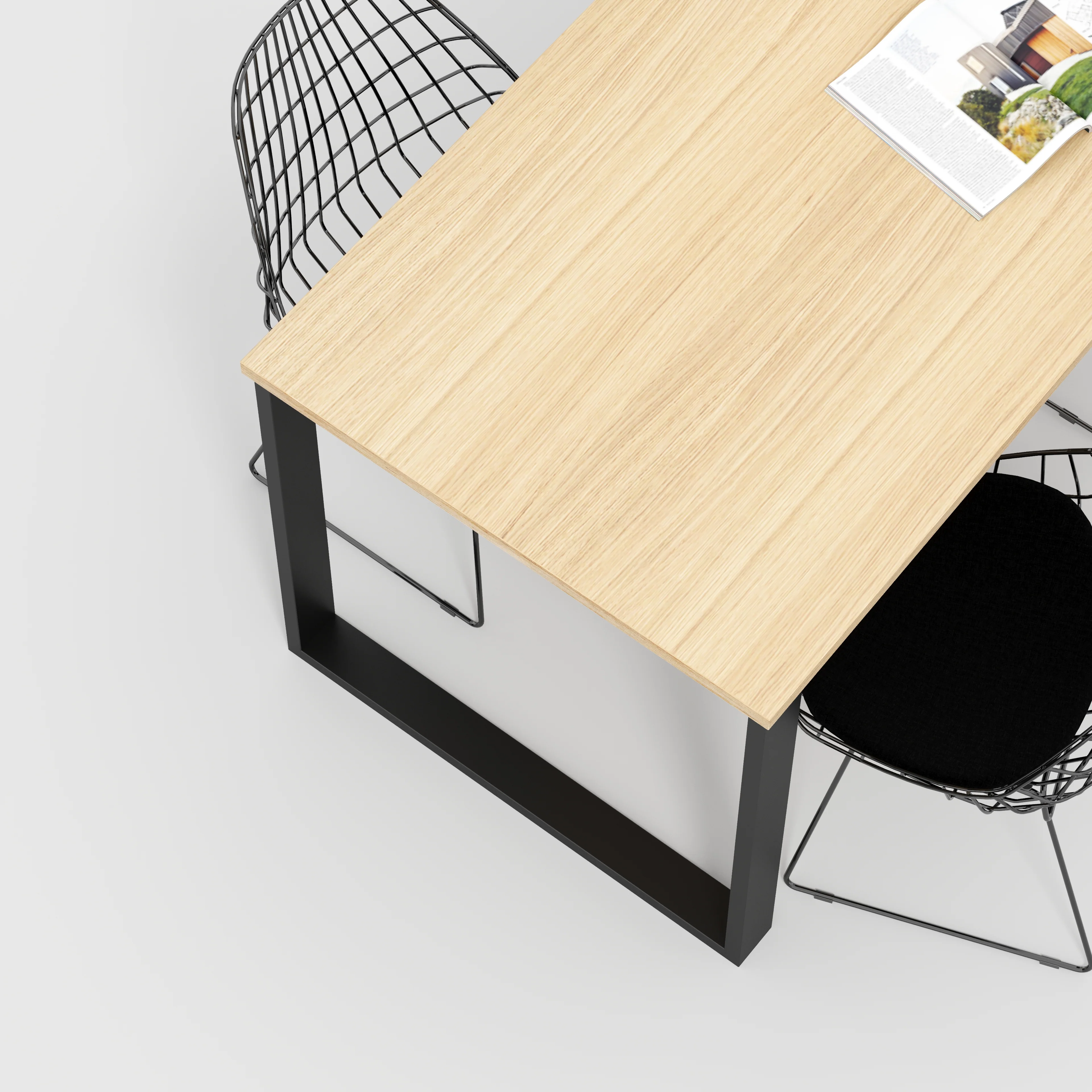 Plywood Table with Black Industrial Legs - Plywood Oak - 1600(w) x 800(d) - Image 3