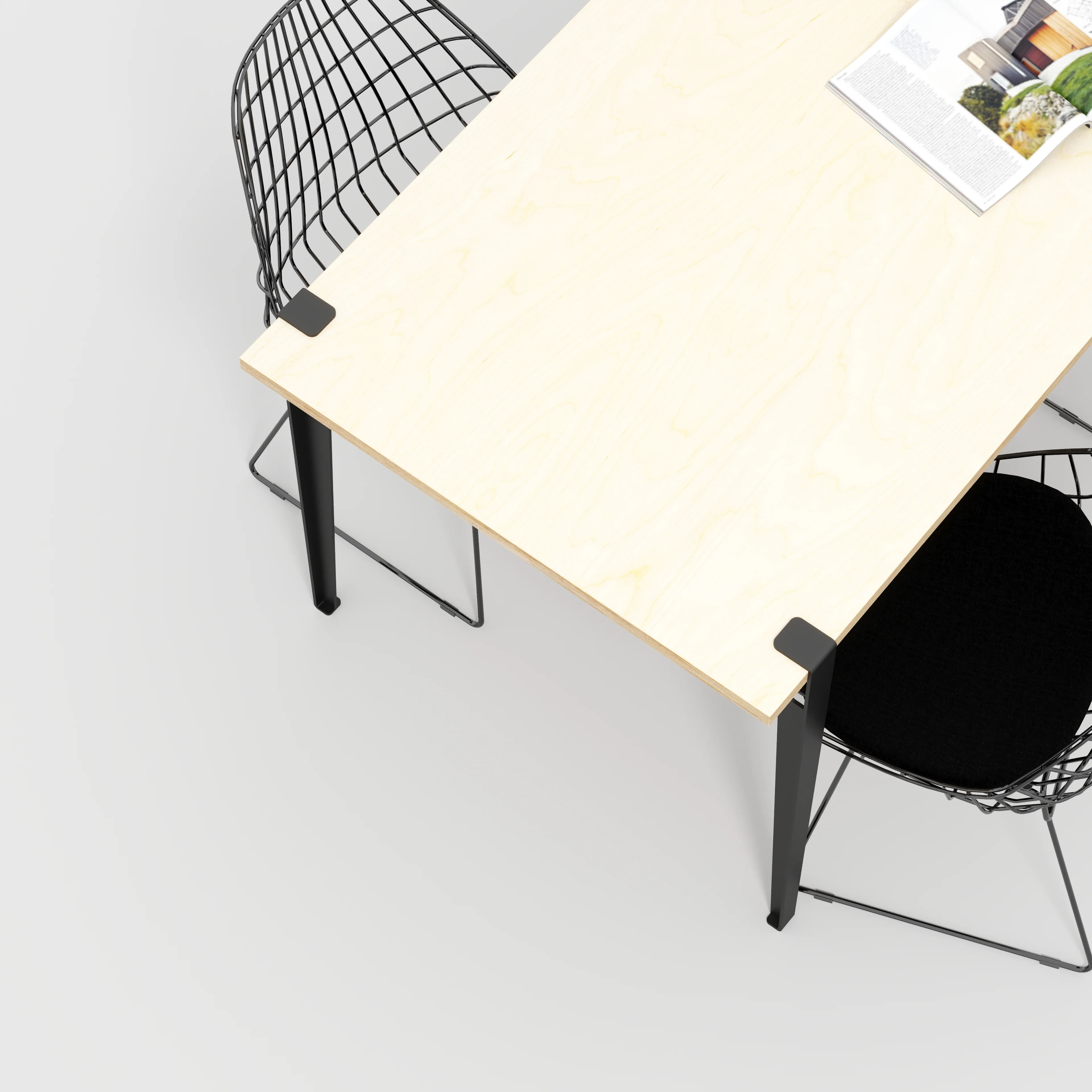 Plywood Table with Black Tiptoe Legs - Plywood Birch - 1600(w) x 800(d) x 750(h) - Image 3