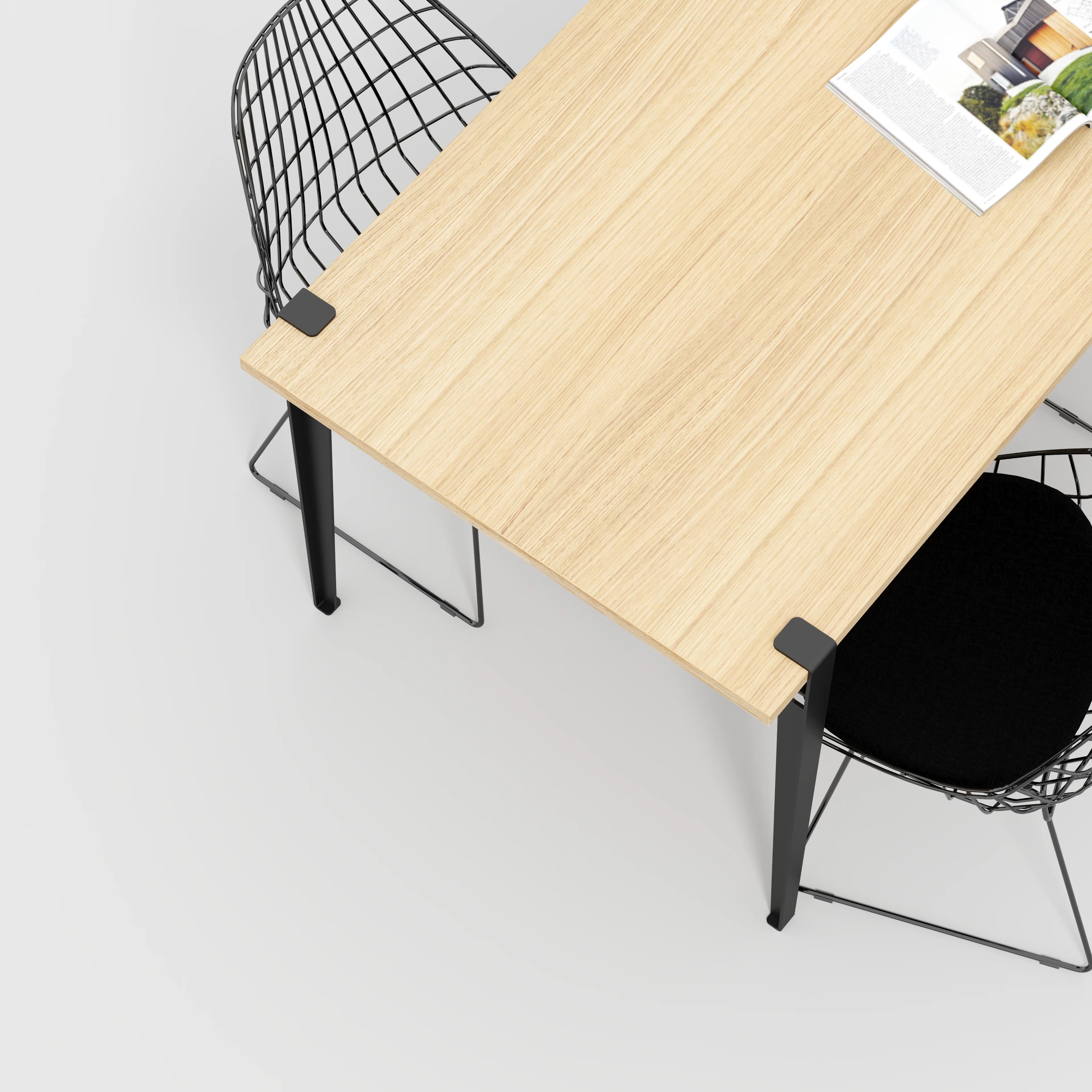 Plywood Table with Black Tiptoe Legs - Plywood Oak - 1600(w) x 800(d) x 750(h) - Image 3