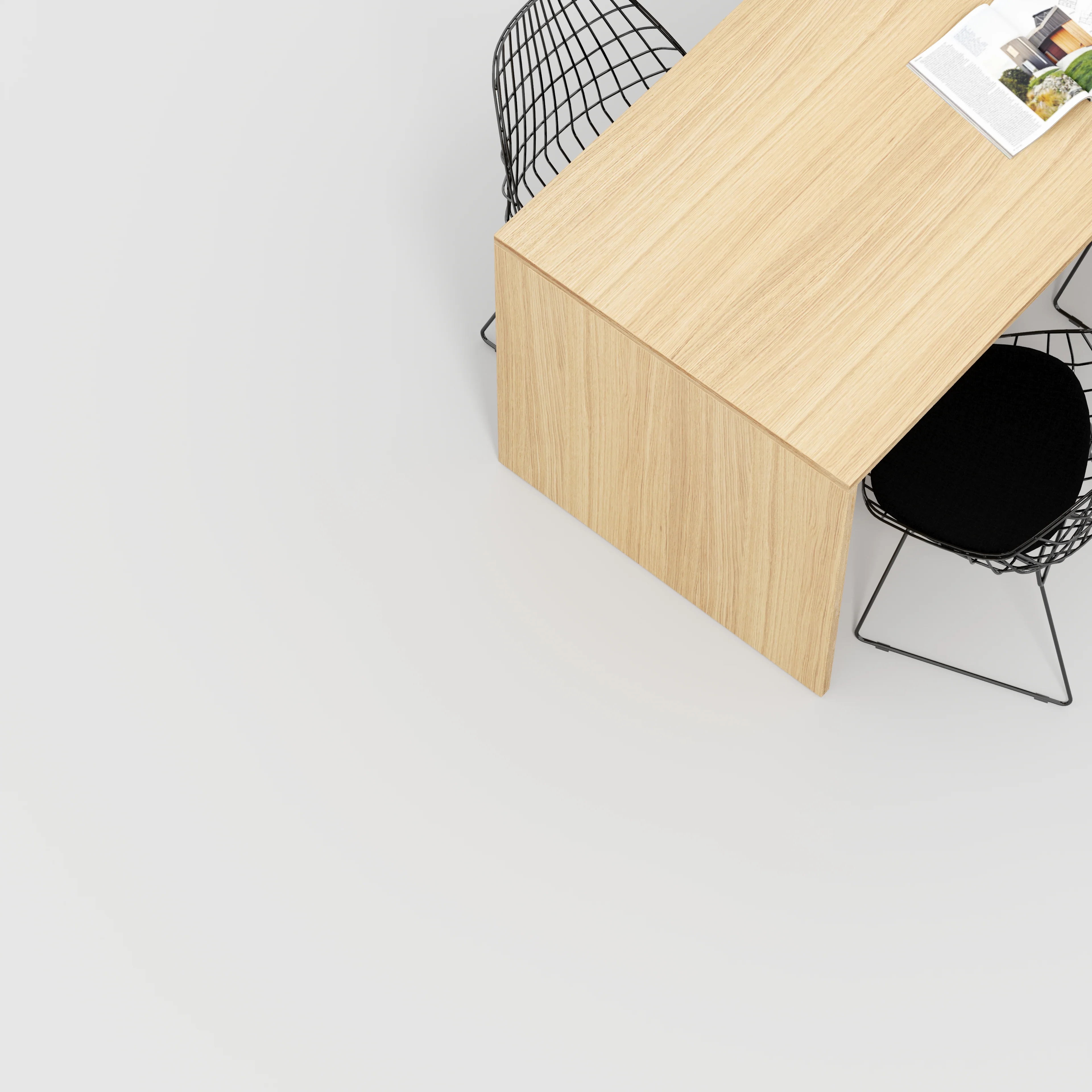 Plywood Table with Solid Sides - Plywood Oak - 1600(w) x 800(d) x 750(h) - Image 3