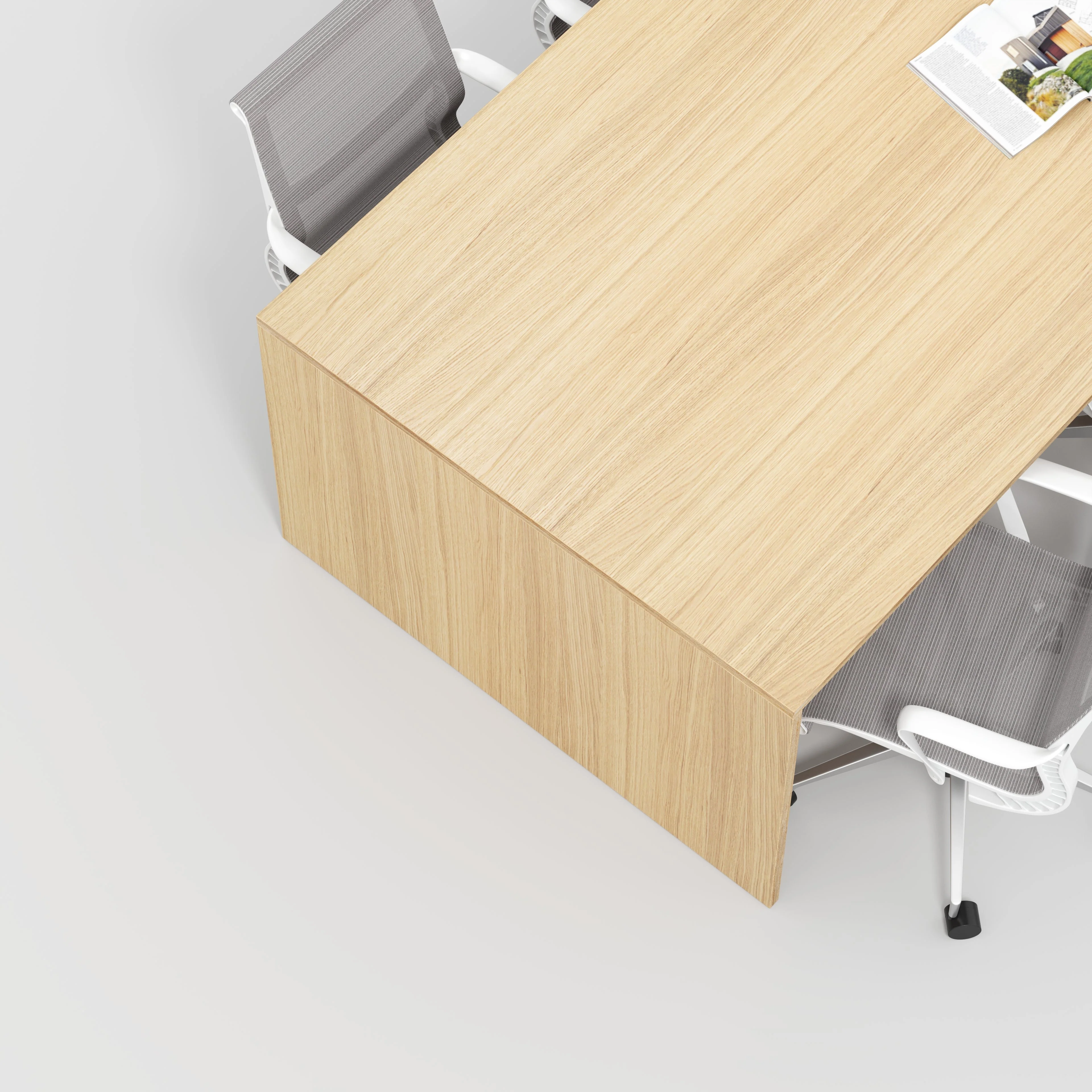 Plywood Table with Solid Sides - Plywood Oak - 4000(w) x 1000(d) x 750(h) - Image 3