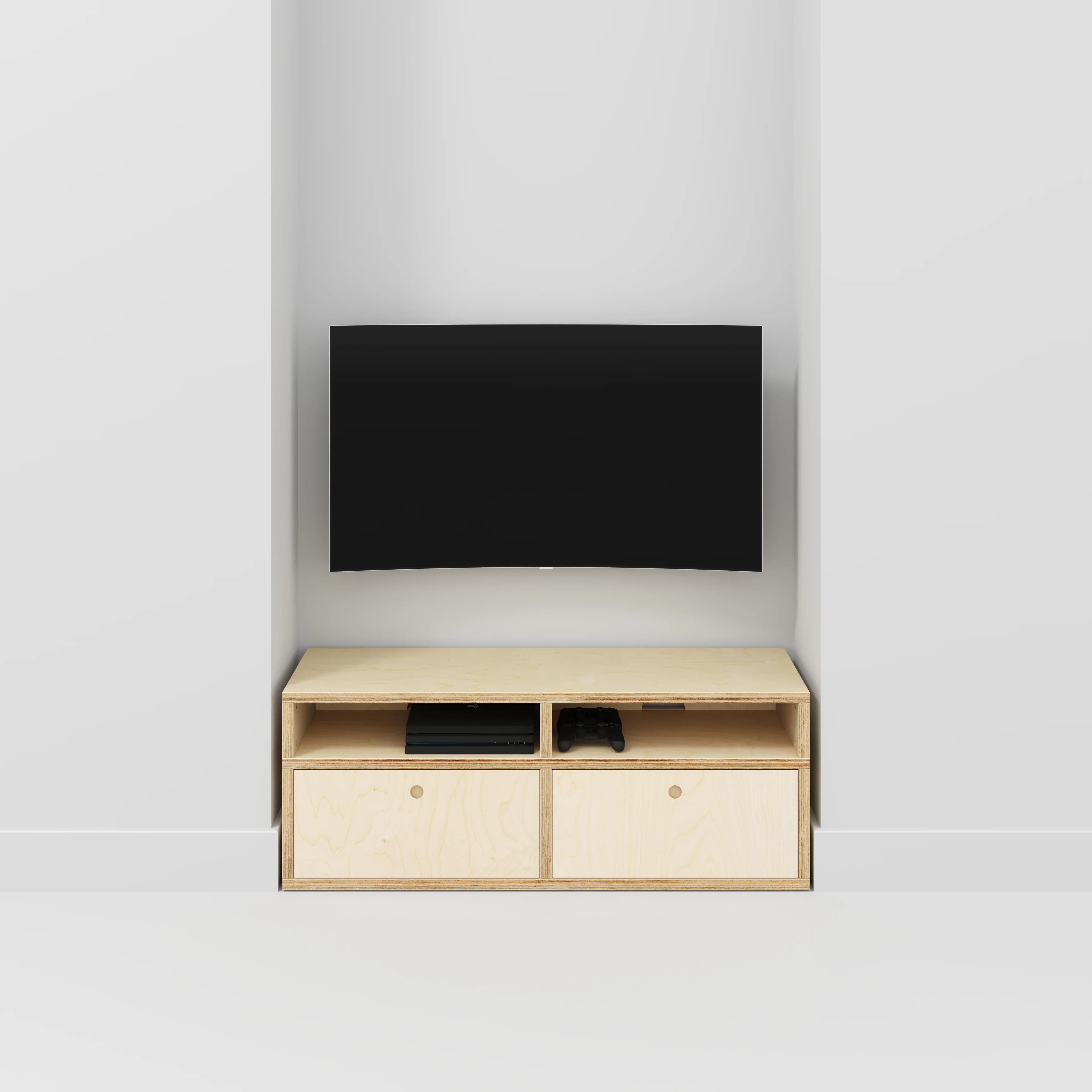 Plywood TV Entertainment Unit - Type 2 - Plywood Birch - 1200(w) x 400(d) x 450(h) - Image 2