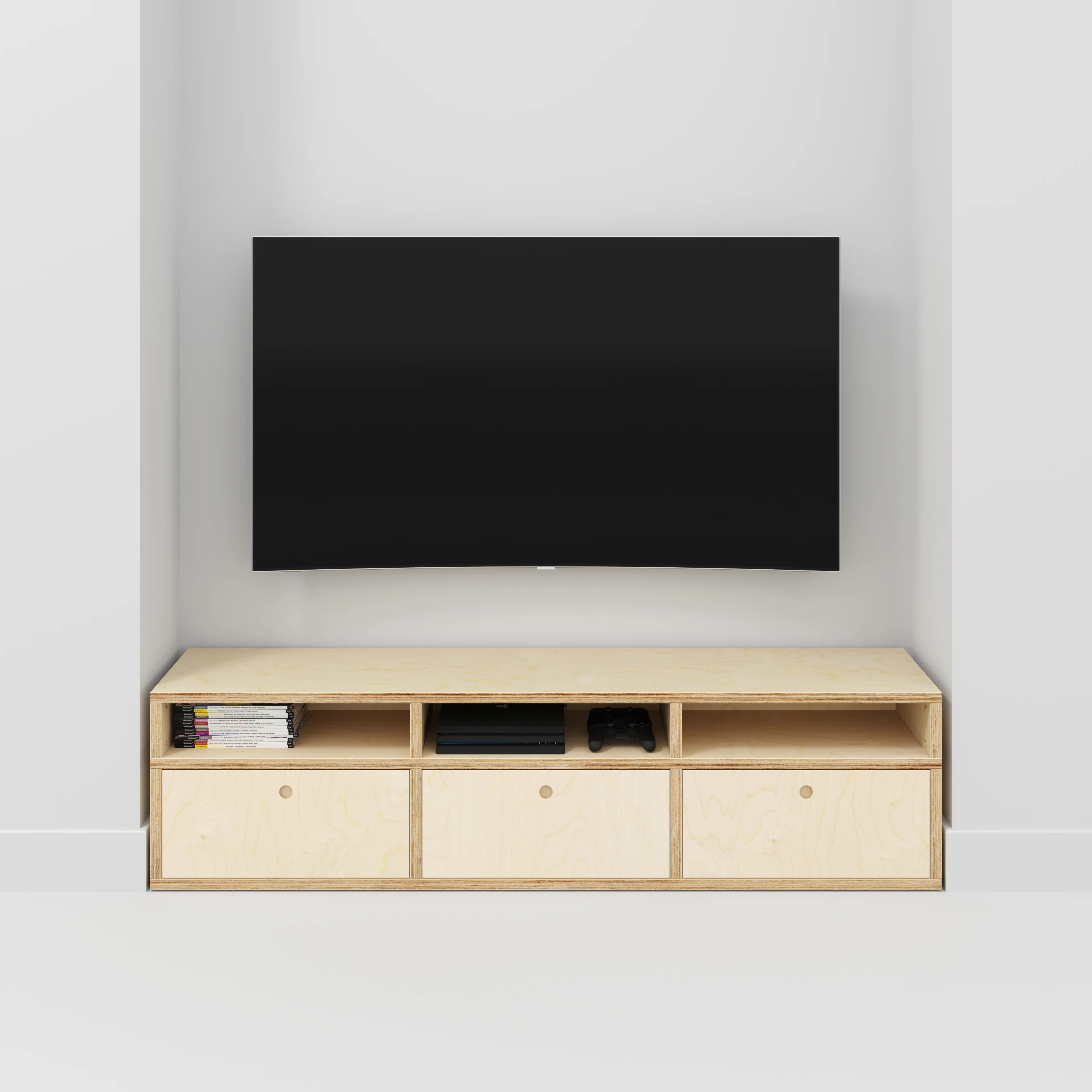 Plywood TV Entertainment Unit - Type 2 - Plywood Birch - 1800(w) x 400(d) x 450(h) - Image 2