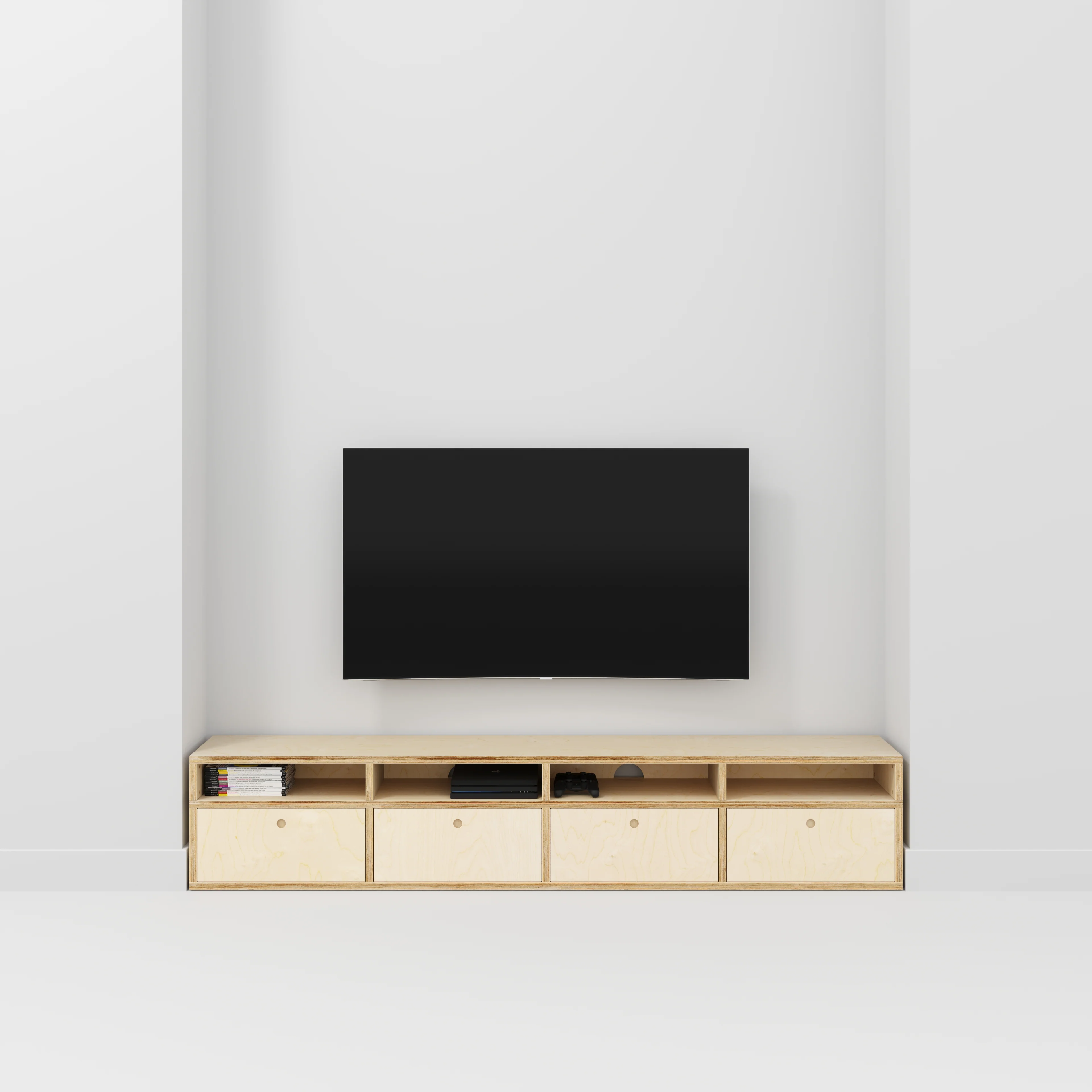 Plywood TV Entertainment Unit - Type 2 - Plywood Birch - 2400(w) x 400(d) x 450(h) - Image 2
