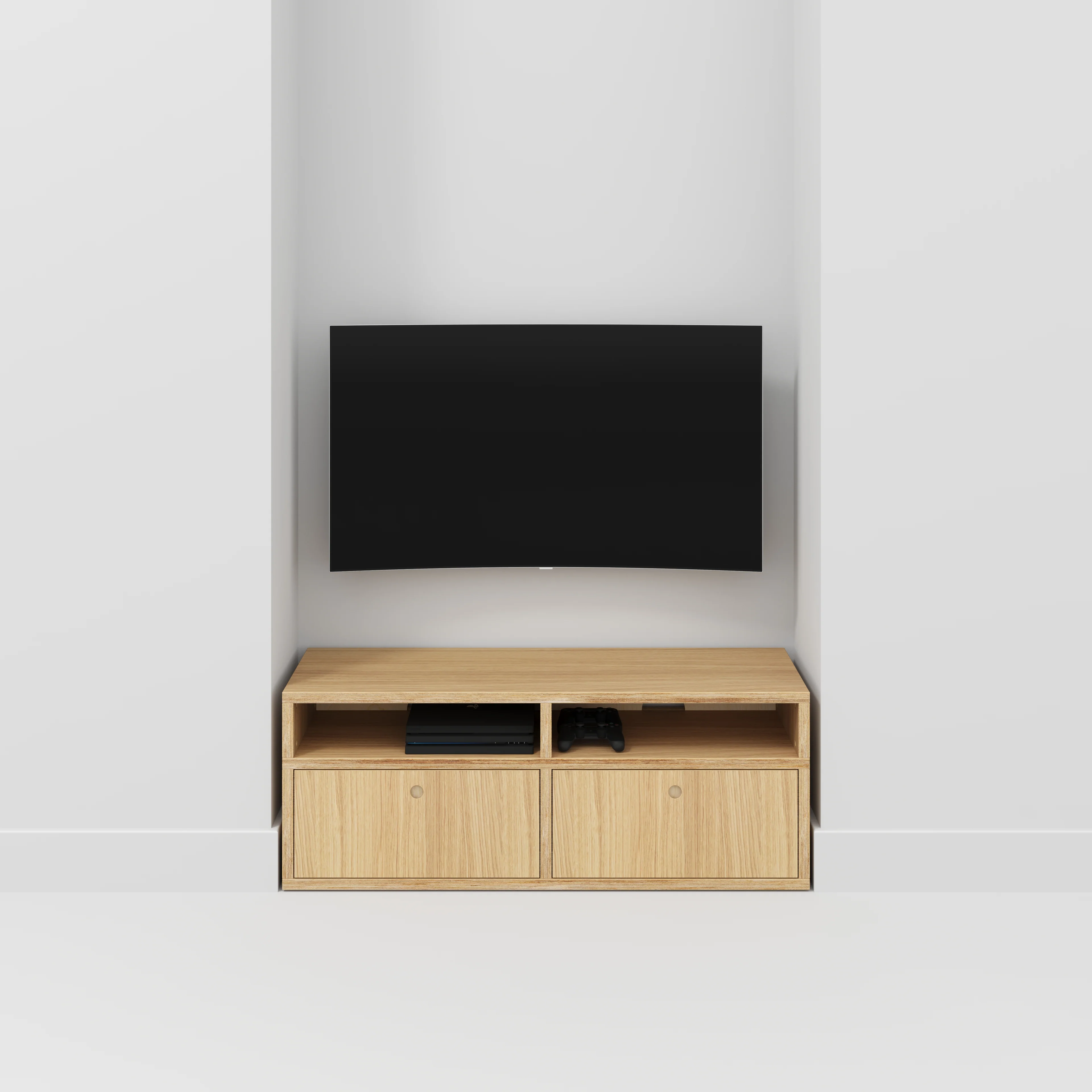 Plywood TV Entertainment Unit - Type 2 - Plywood Oak - 1200(w) x 400(d) x 450(h) - Image 2