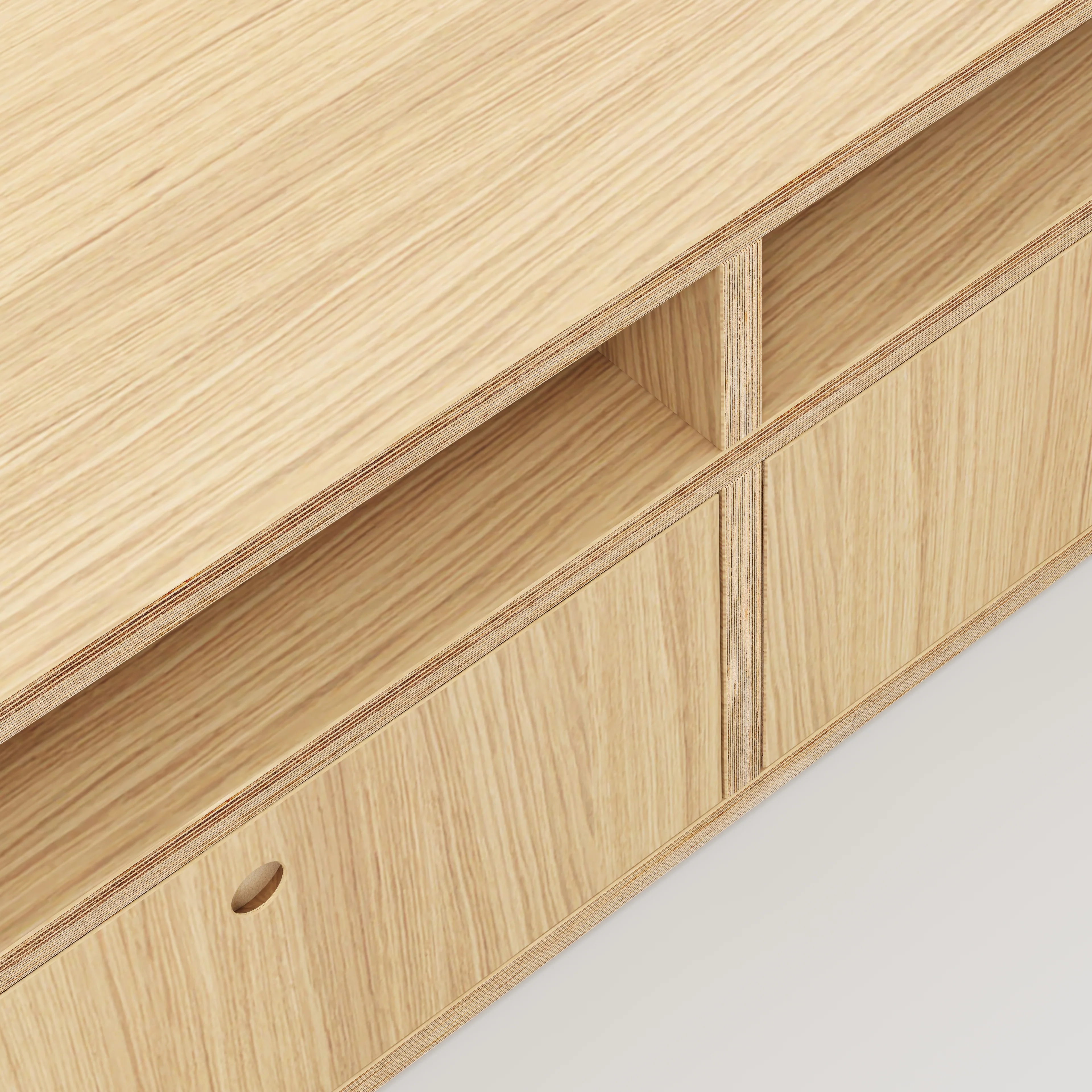 Plywood TV Entertainment Unit - Type 2 - Plywood Oak - 1800(w) x 400(d) x 450(h) - Image 3