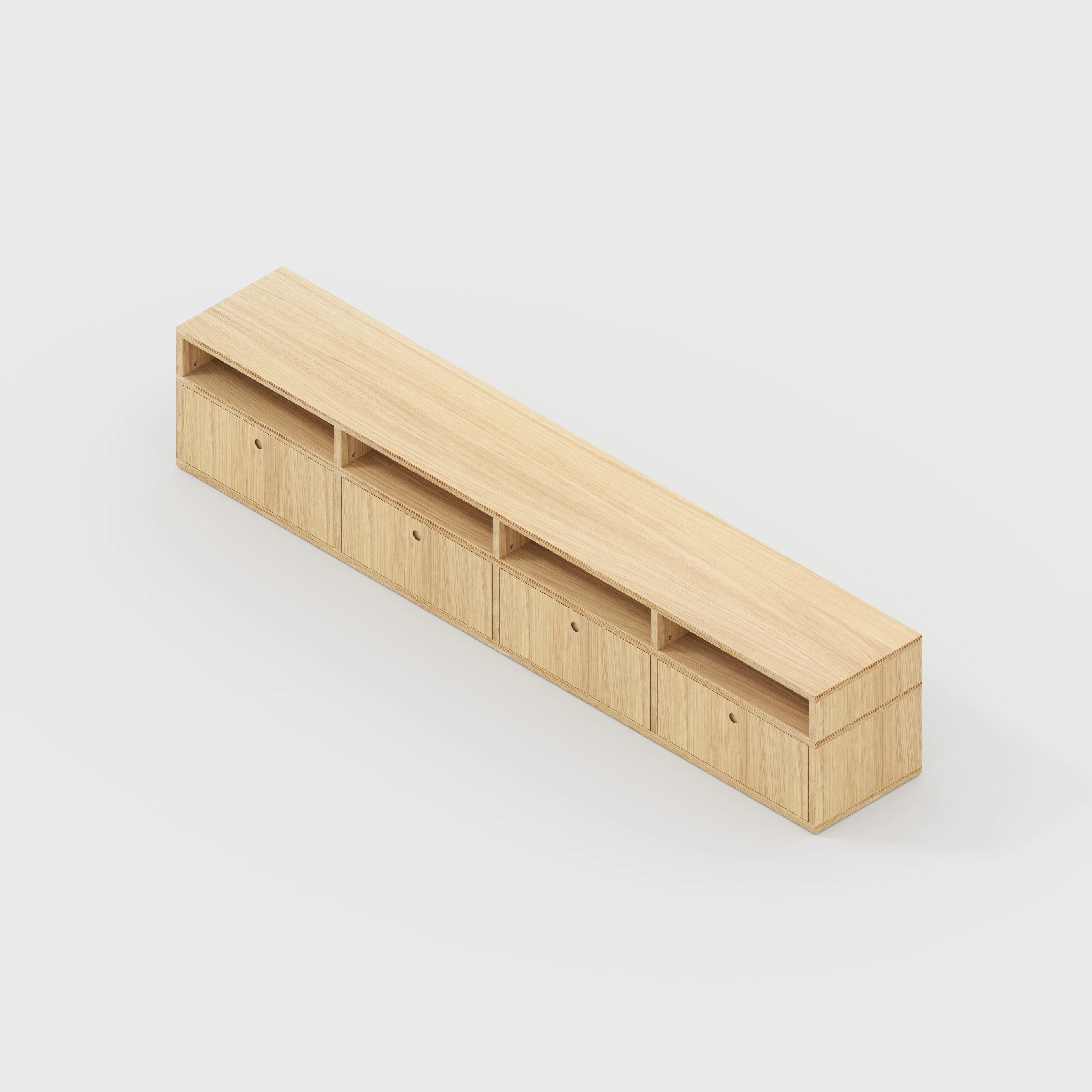 Plywood TV Entertainment Unit - Type 2 - Plywood Oak - 2400(w) x 400(d) x 450(h) - Image 5