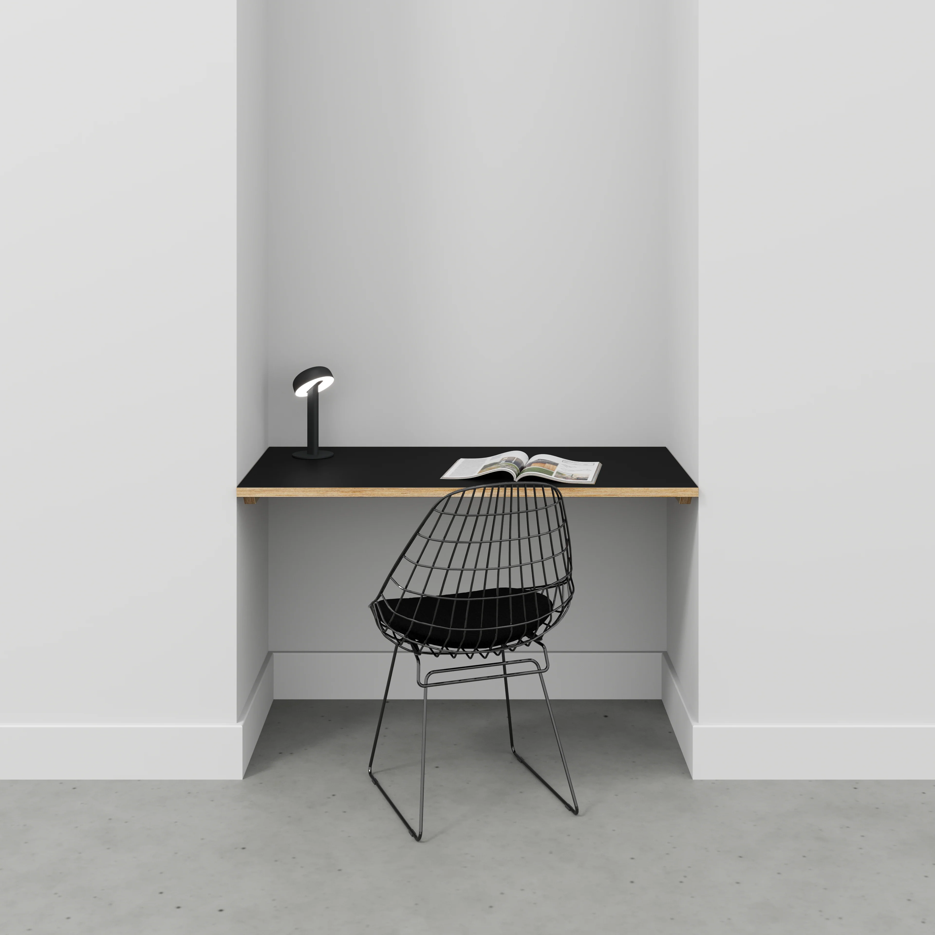 Plywood Wall Desk with Battens - Formica Diamond Black - 1200(w) x 600(d) - Image 2