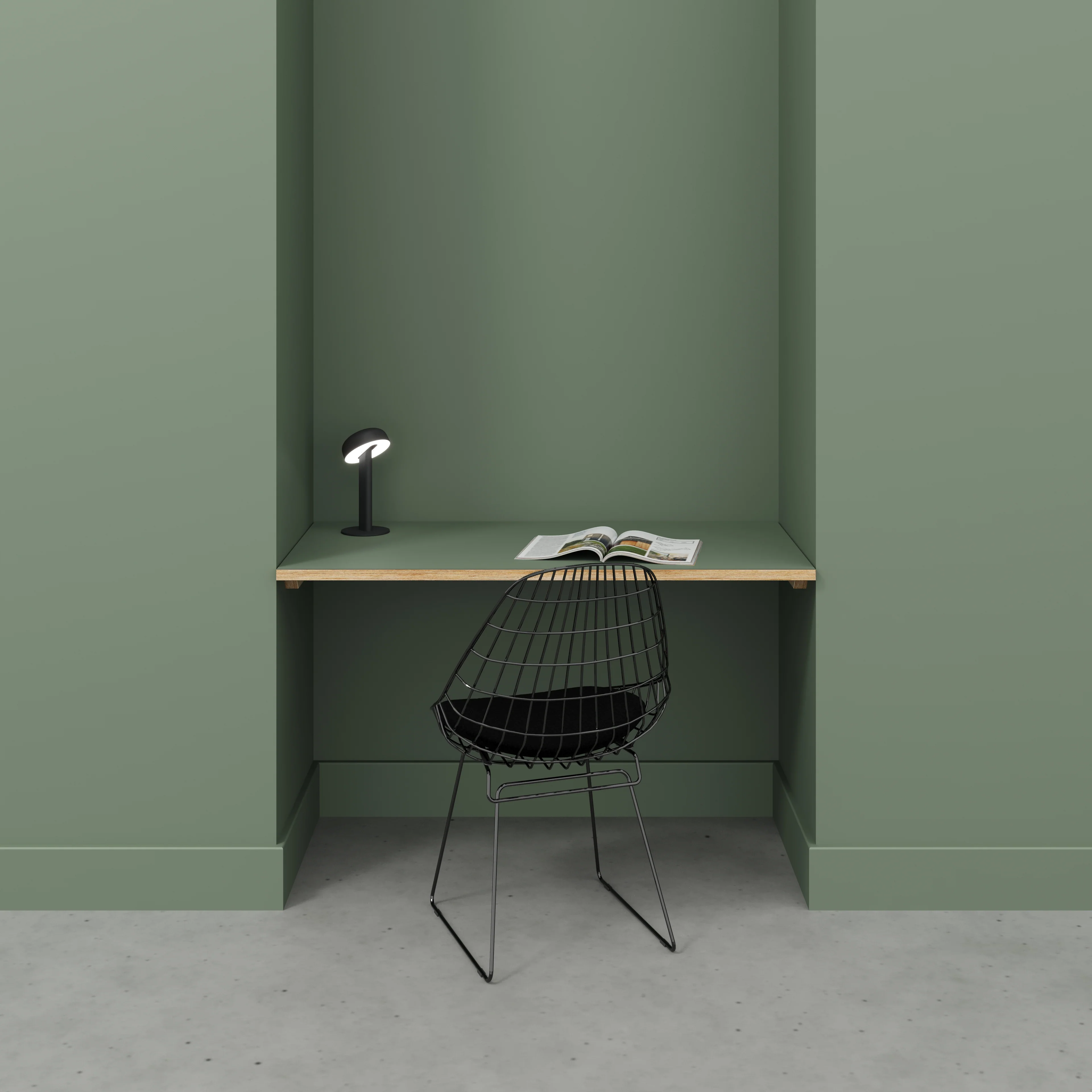 Plywood Wall Desk with Battens - Formica Green Slate - 1200(w) x 600(d) - Image 2