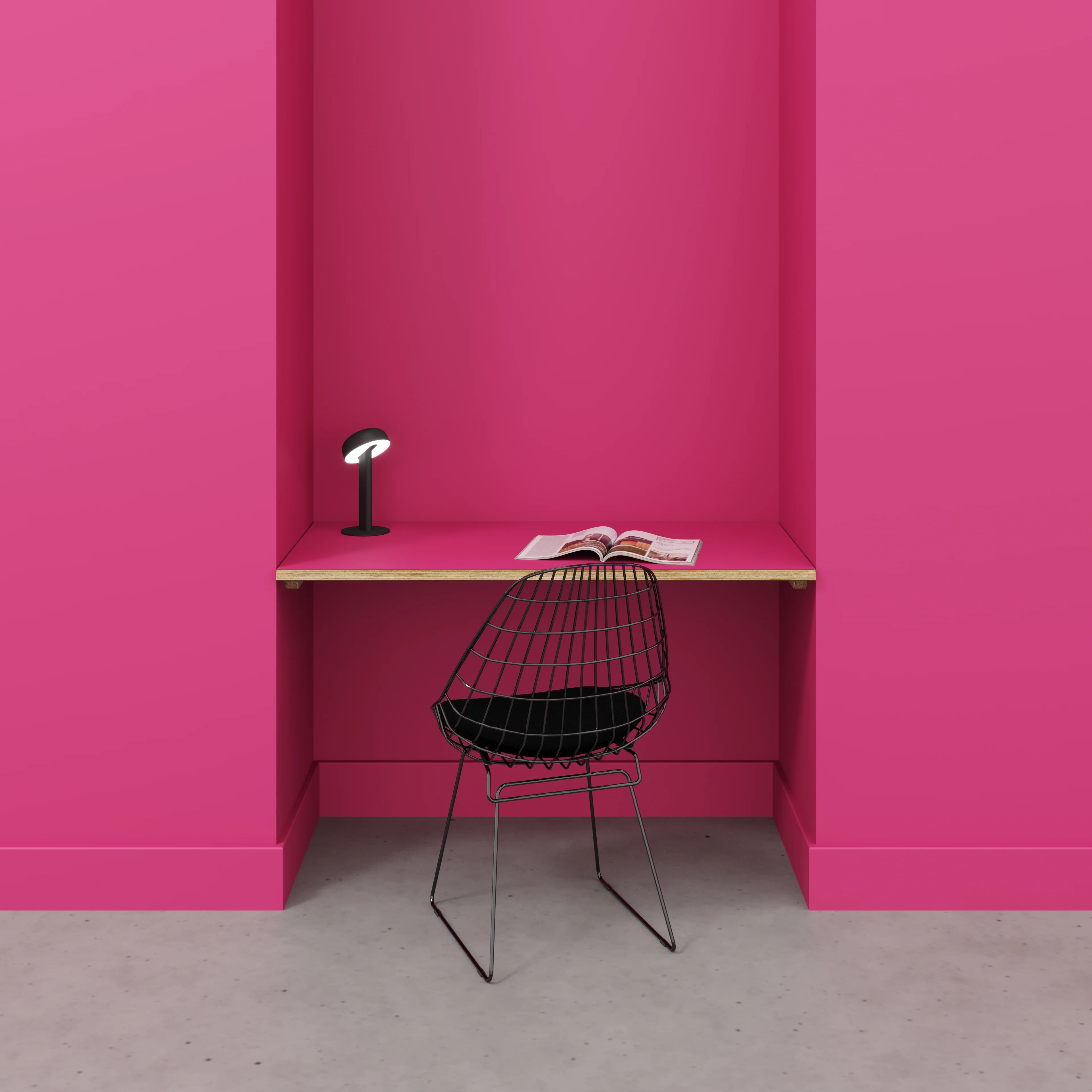 Plywood Wall Desk with Battens - Formica Juicy Pink - 1200(w) x 600(d) - Image 2