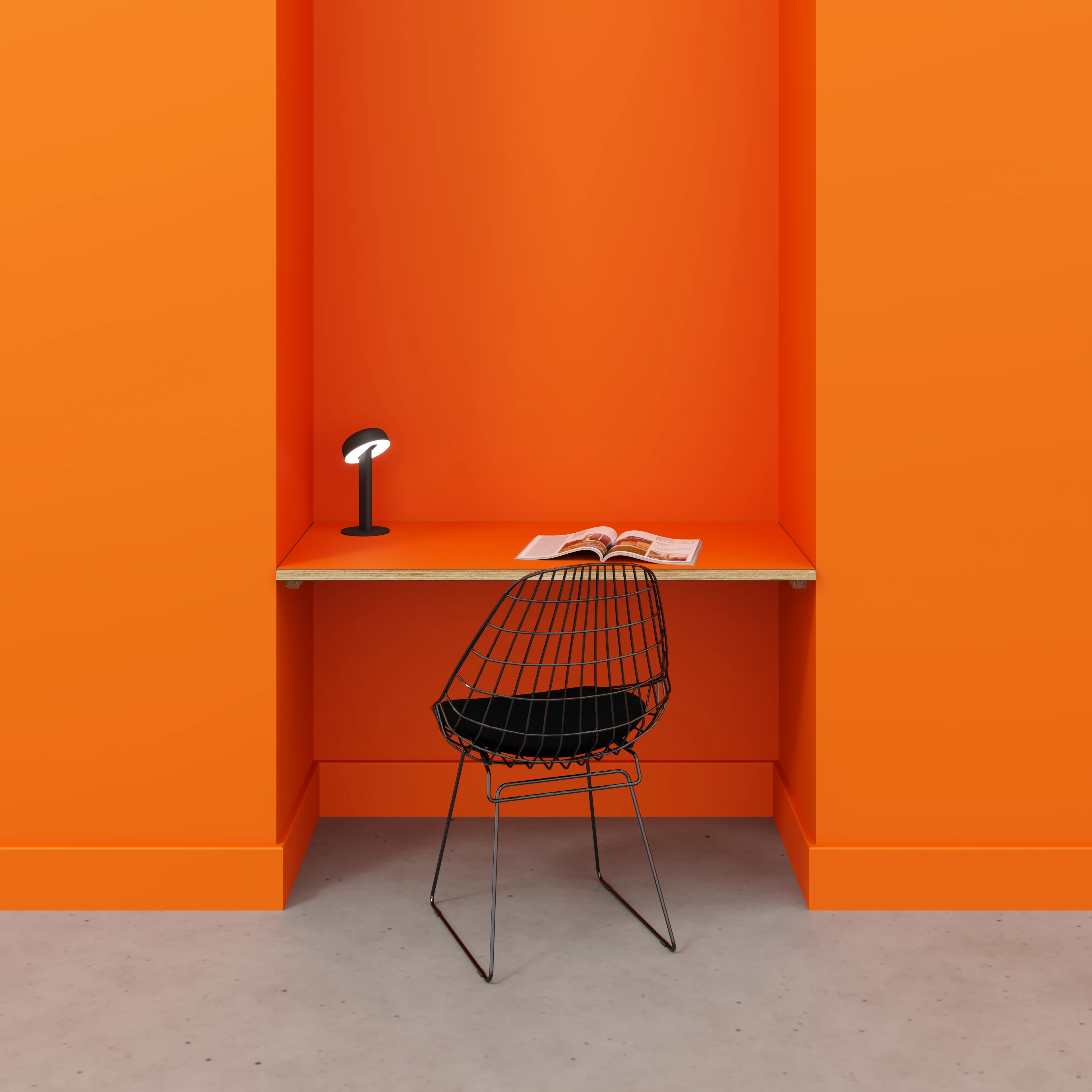 Plywood Wall Desk with Battens - Formica Levante Orange - 1200(w) x 600(d) - Image 2