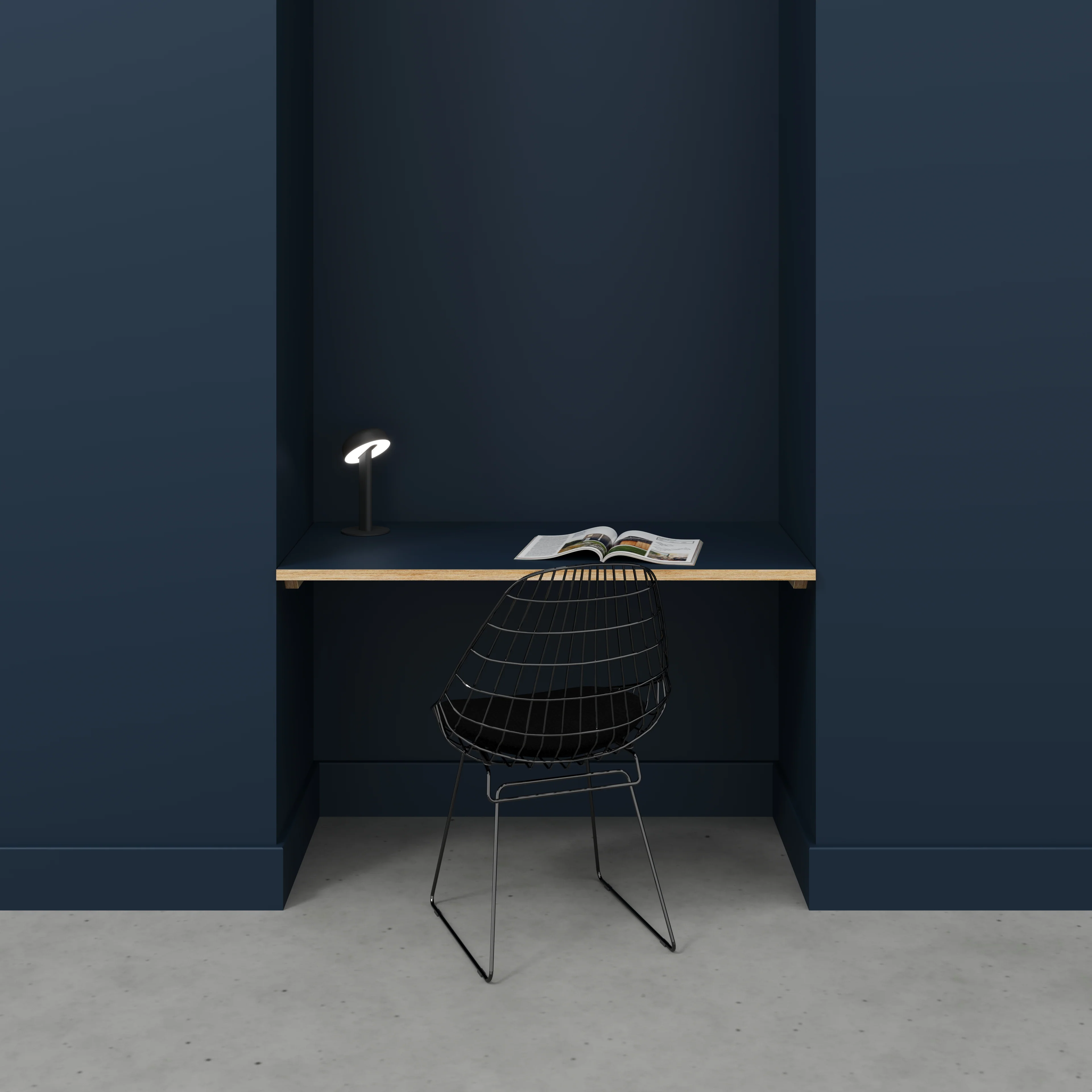 Plywood Wall Desk with Battens - Formica Night Sea Blue - 1200(w) x 600(d) - Image 2