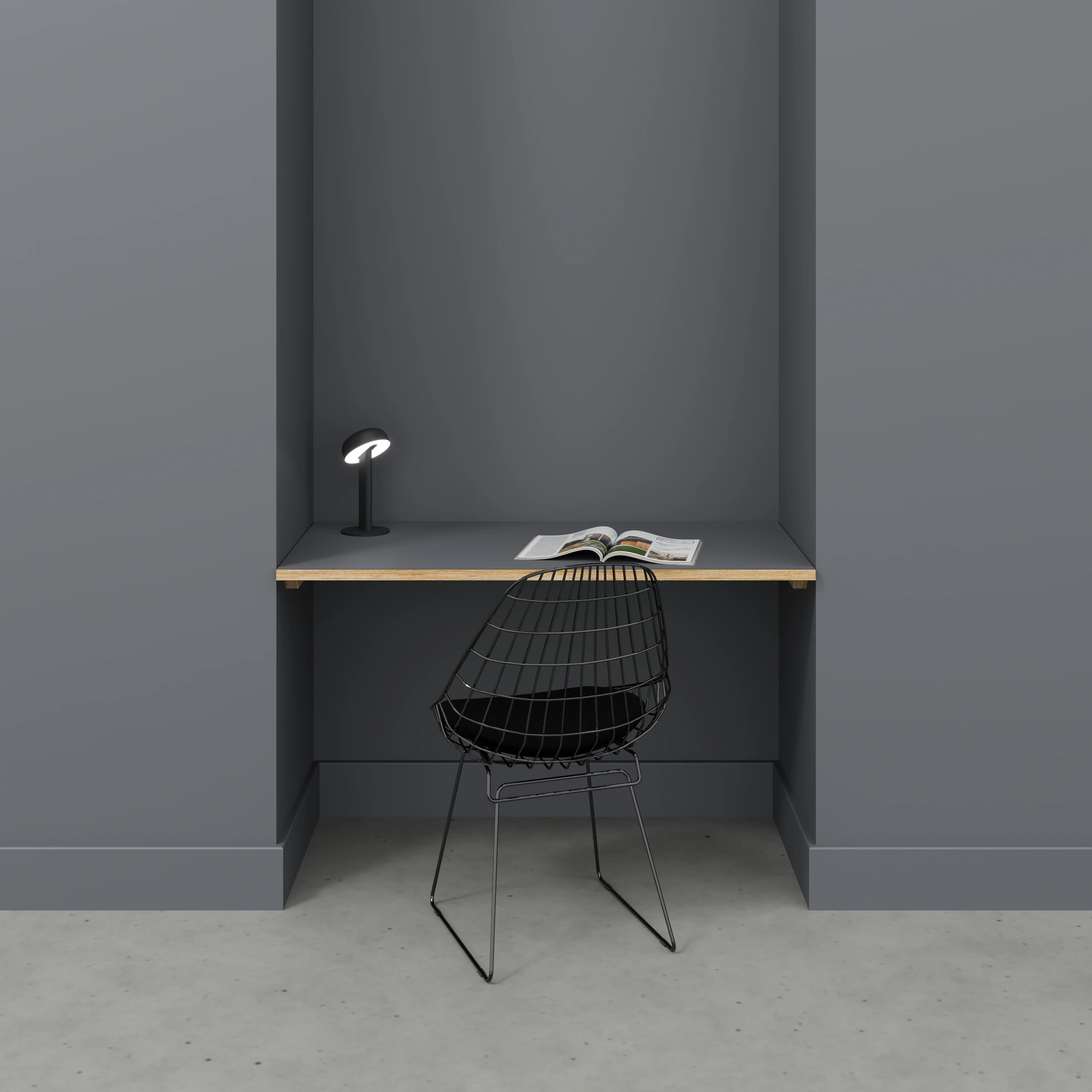 Plywood Wall Desk with Battens - Formica Tornado Grey - 1200(w) x 600(d) - Image 2