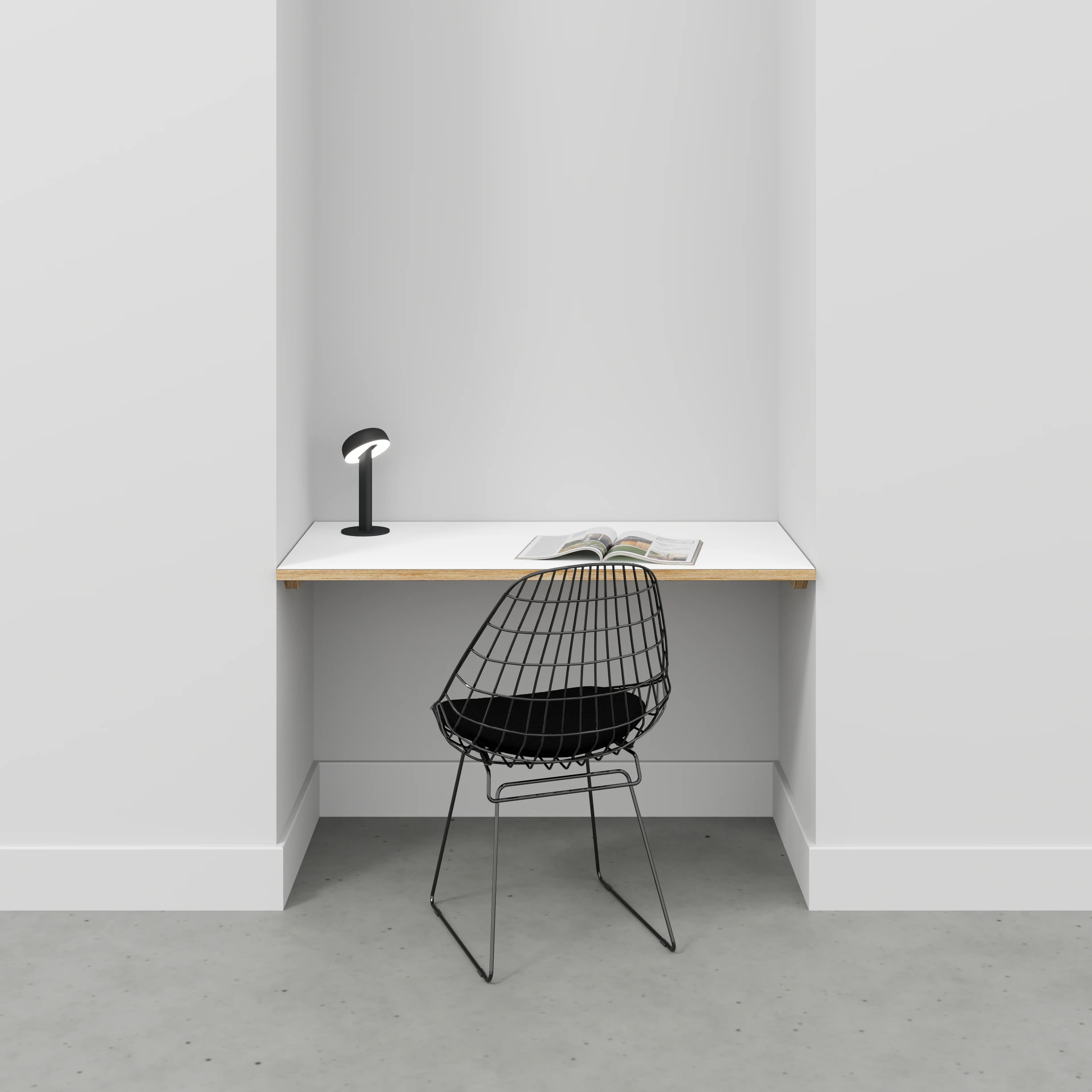 Plywood Wall Desk with Battens - Formica White - 1200(w) x 600(d) - Image 2