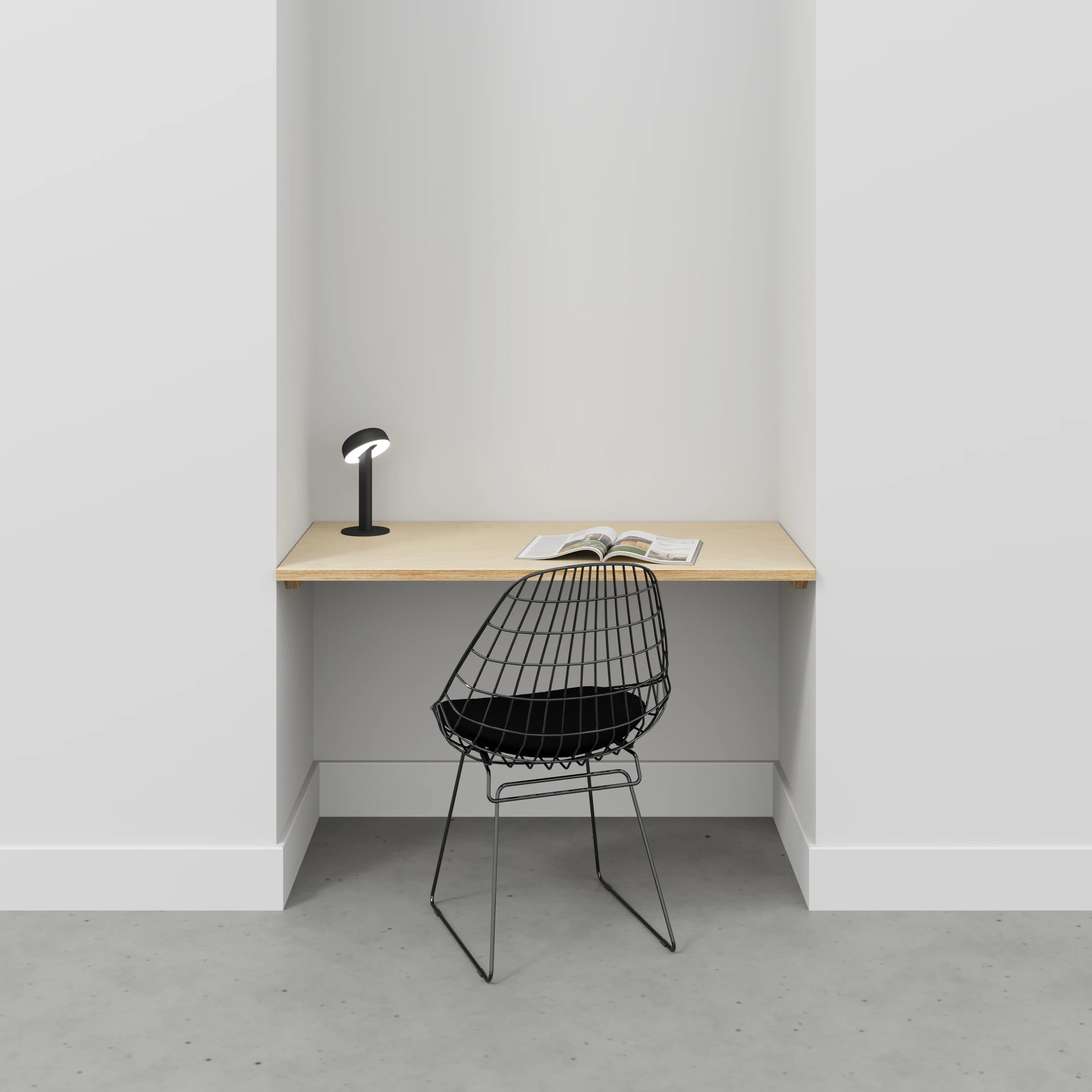 Plywood Wall Desk with Battens - Plywood Birch - 1200(w) x 600(d) - Image 2