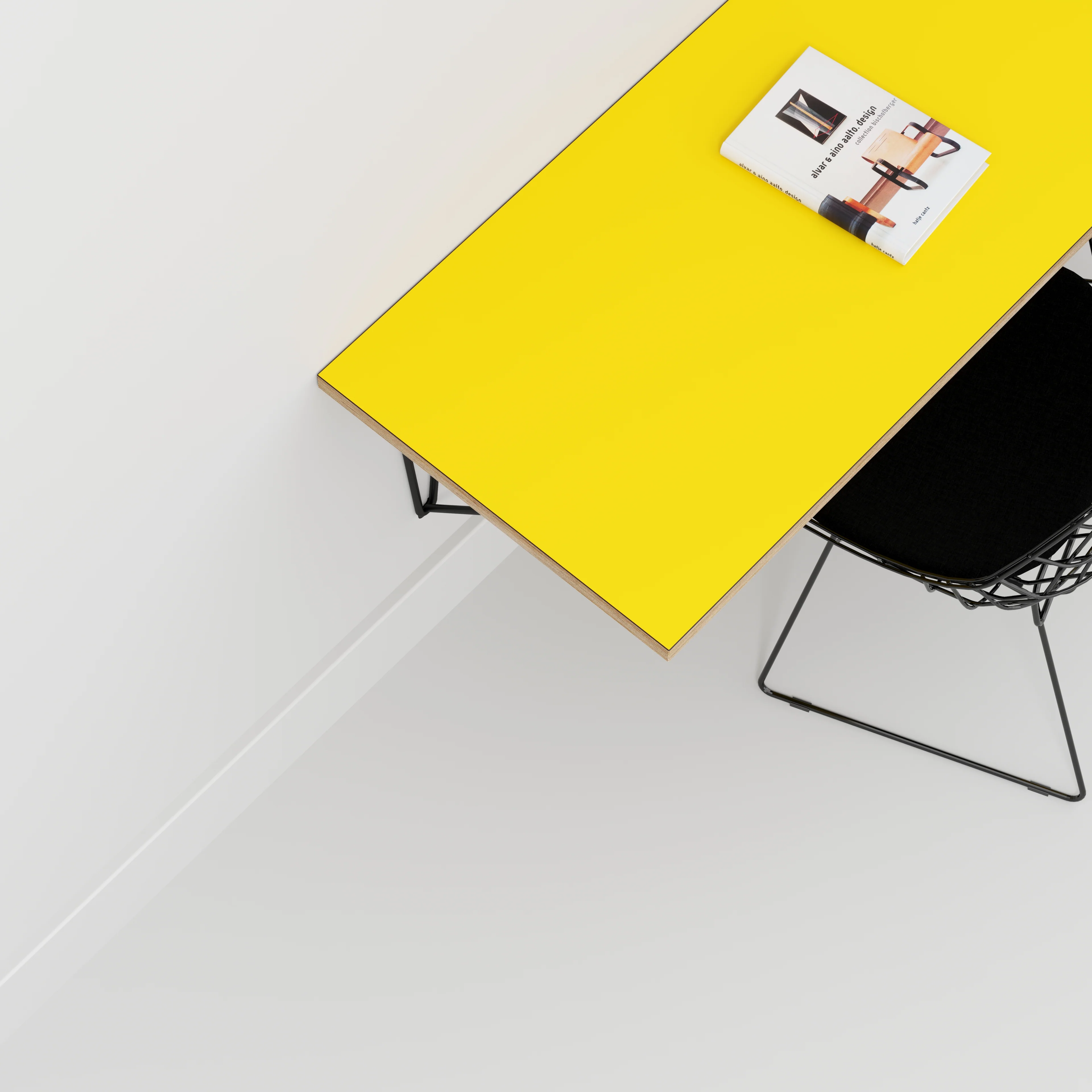 Plywood Wall Desk with Black Prism Brackets - Formica Chrome Yellow - 1200(w) x 600(d) - Image 3
