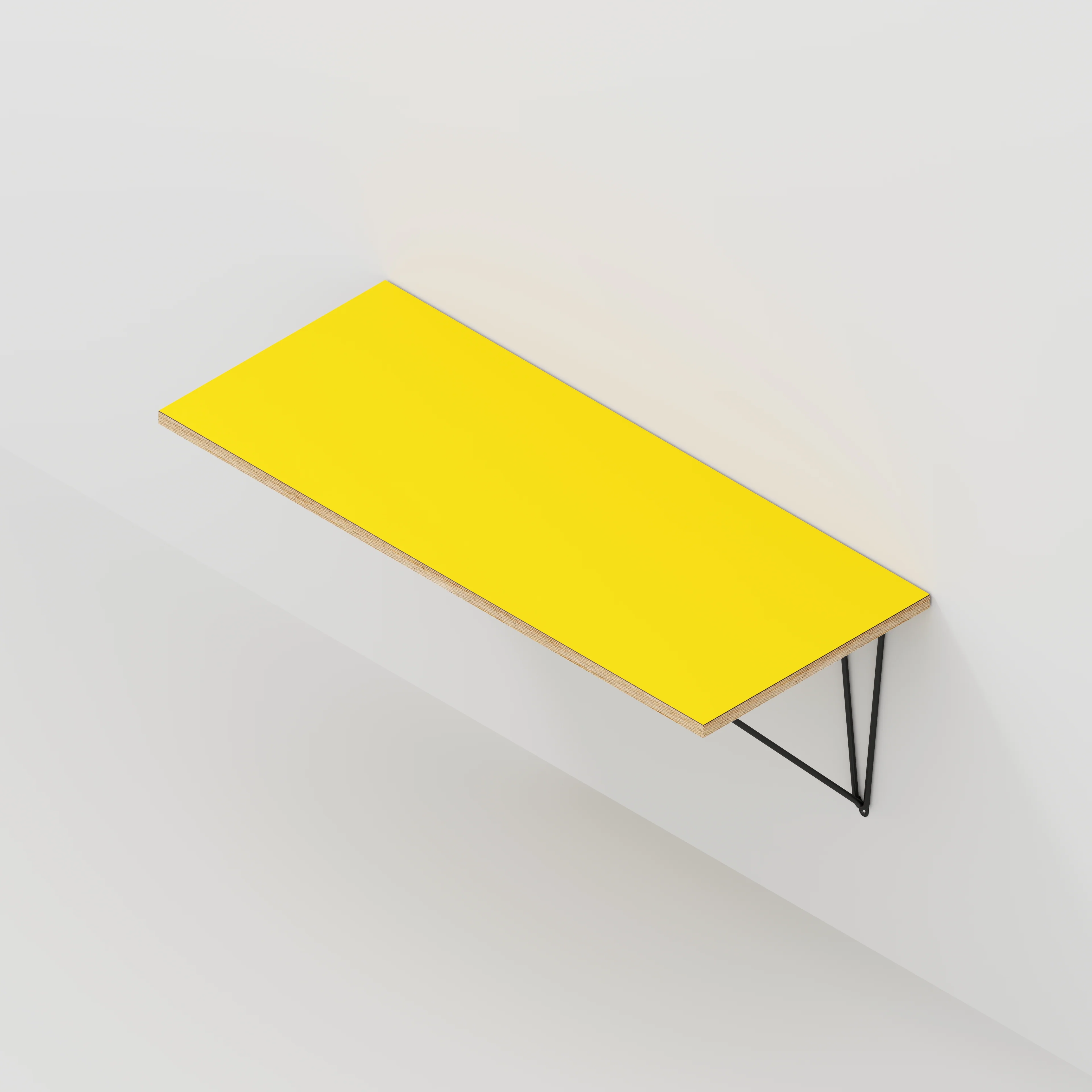 Plywood Wall Desk with Black Prism Brackets - Formica Chrome Yellow - 1200(w) x 600(d) - Image 5
