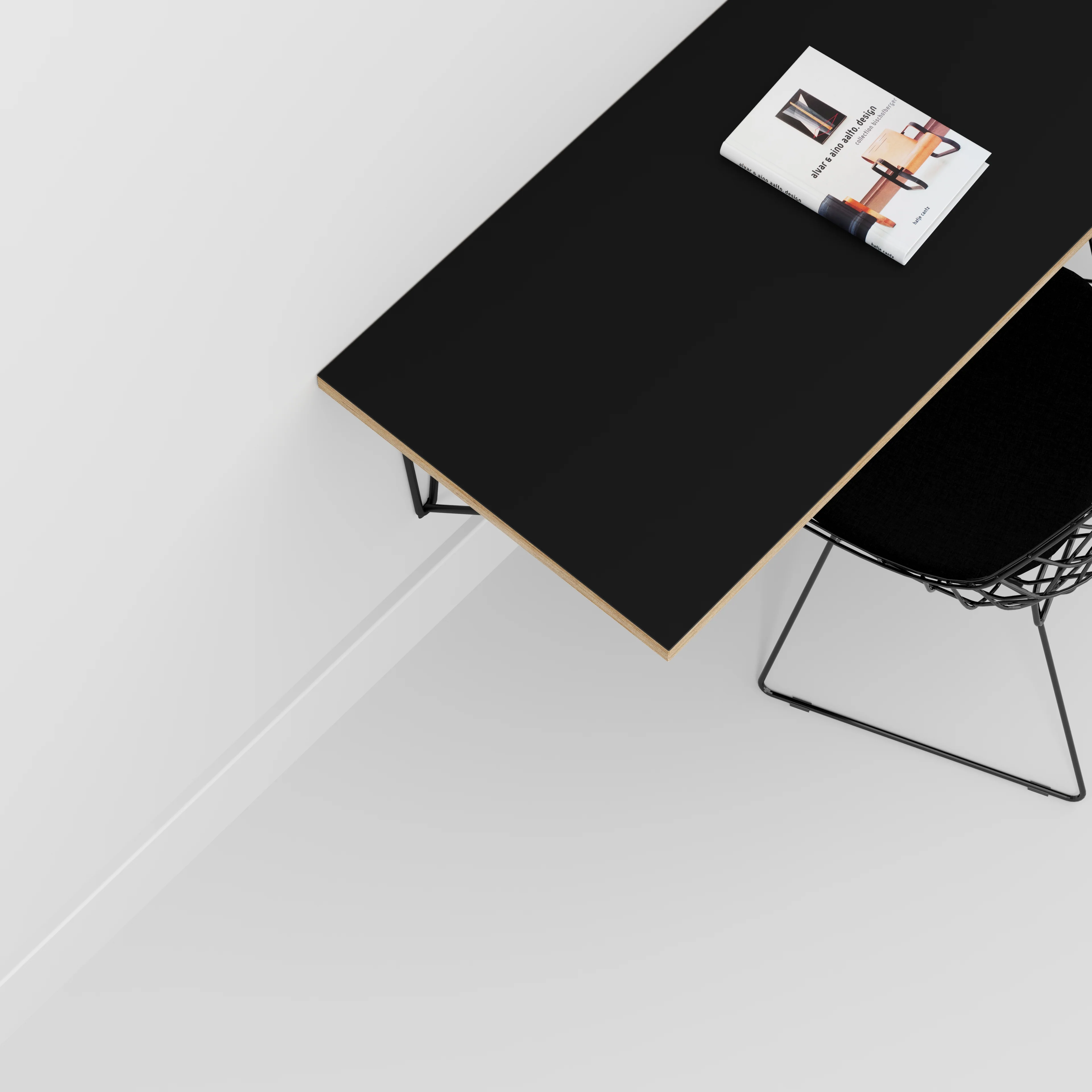Plywood Wall Desk with Black Prism Brackets - Formica Diamond Black - 1200(w) x 600(d) - Image 3