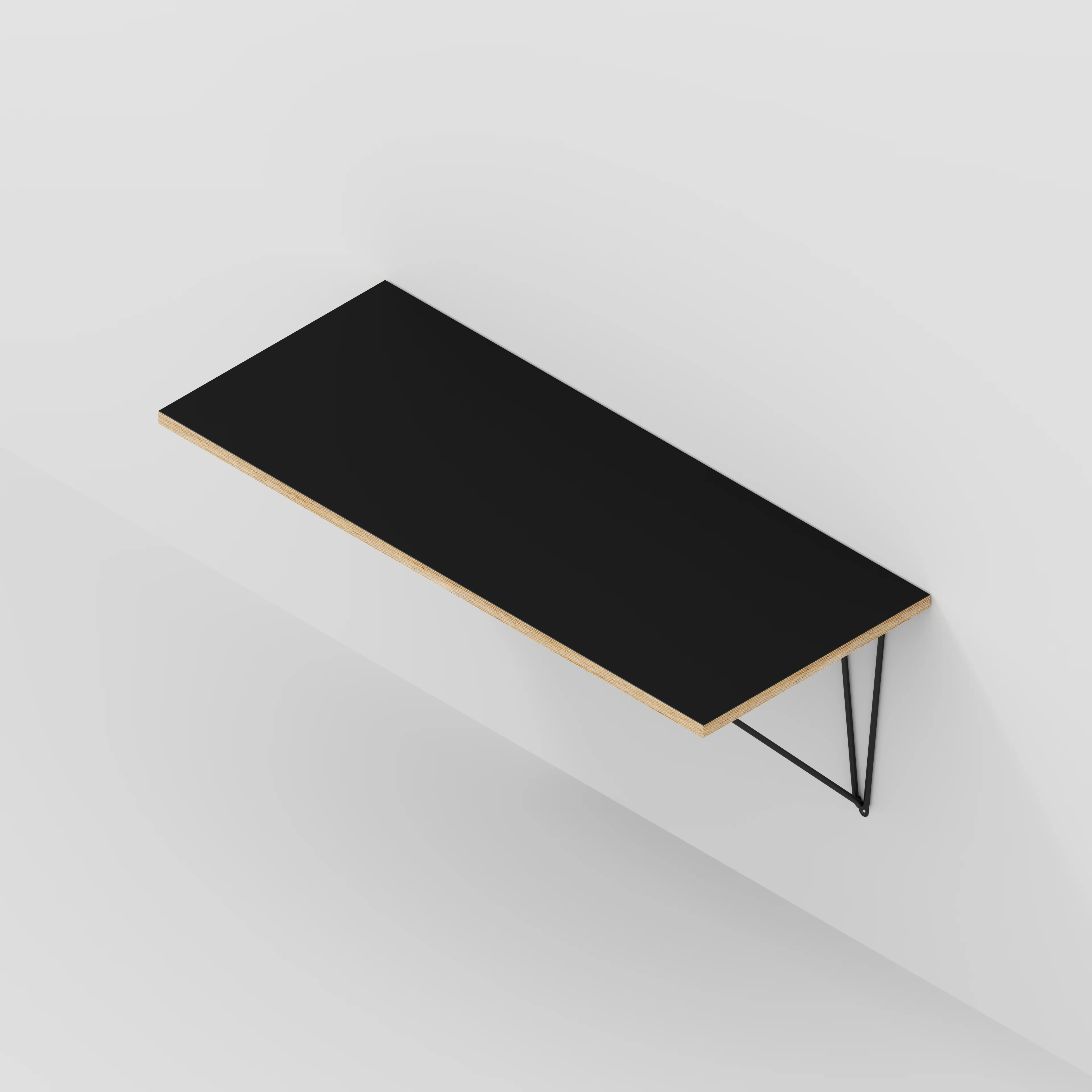 Plywood Wall Desk with Black Prism Brackets - Formica Diamond Black - 1200(w) x 600(d) - Image 5
