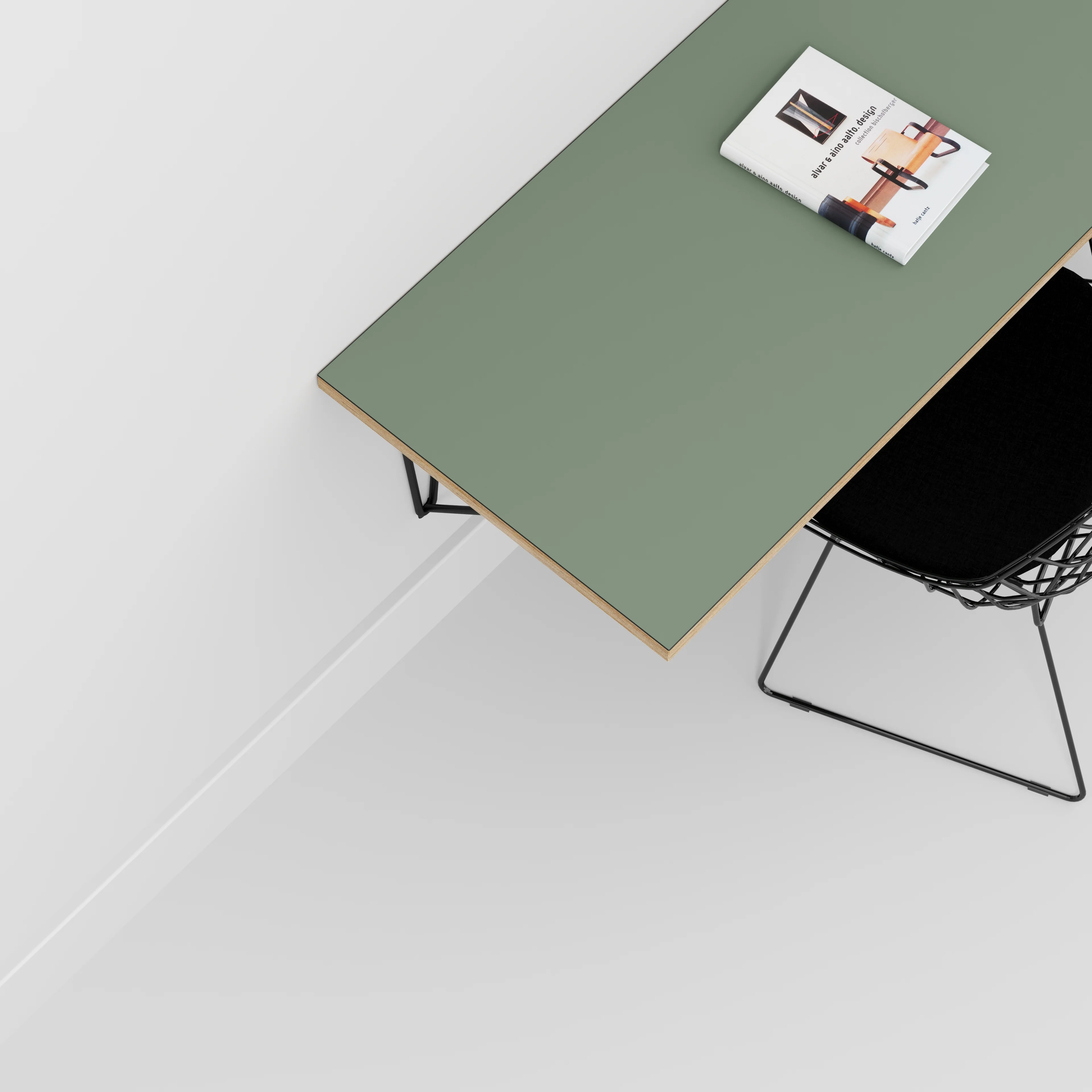 Plywood Wall Desk with Black Prism Brackets - Formica Green Slate - 1200(w) x 600(d) - Image 3