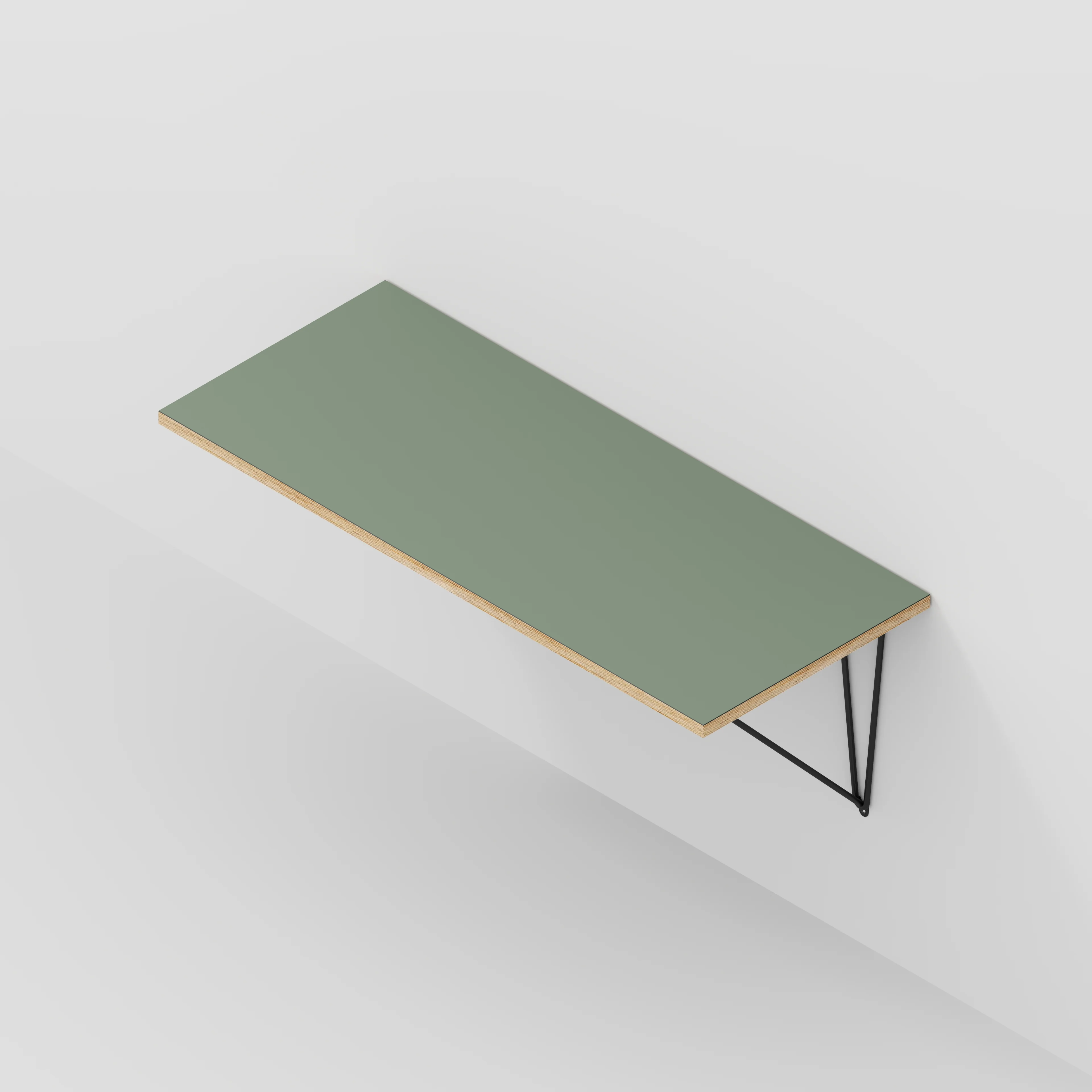 Plywood Wall Desk with Black Prism Brackets - Formica Green Slate - 1200(w) x 600(d) - Image 5