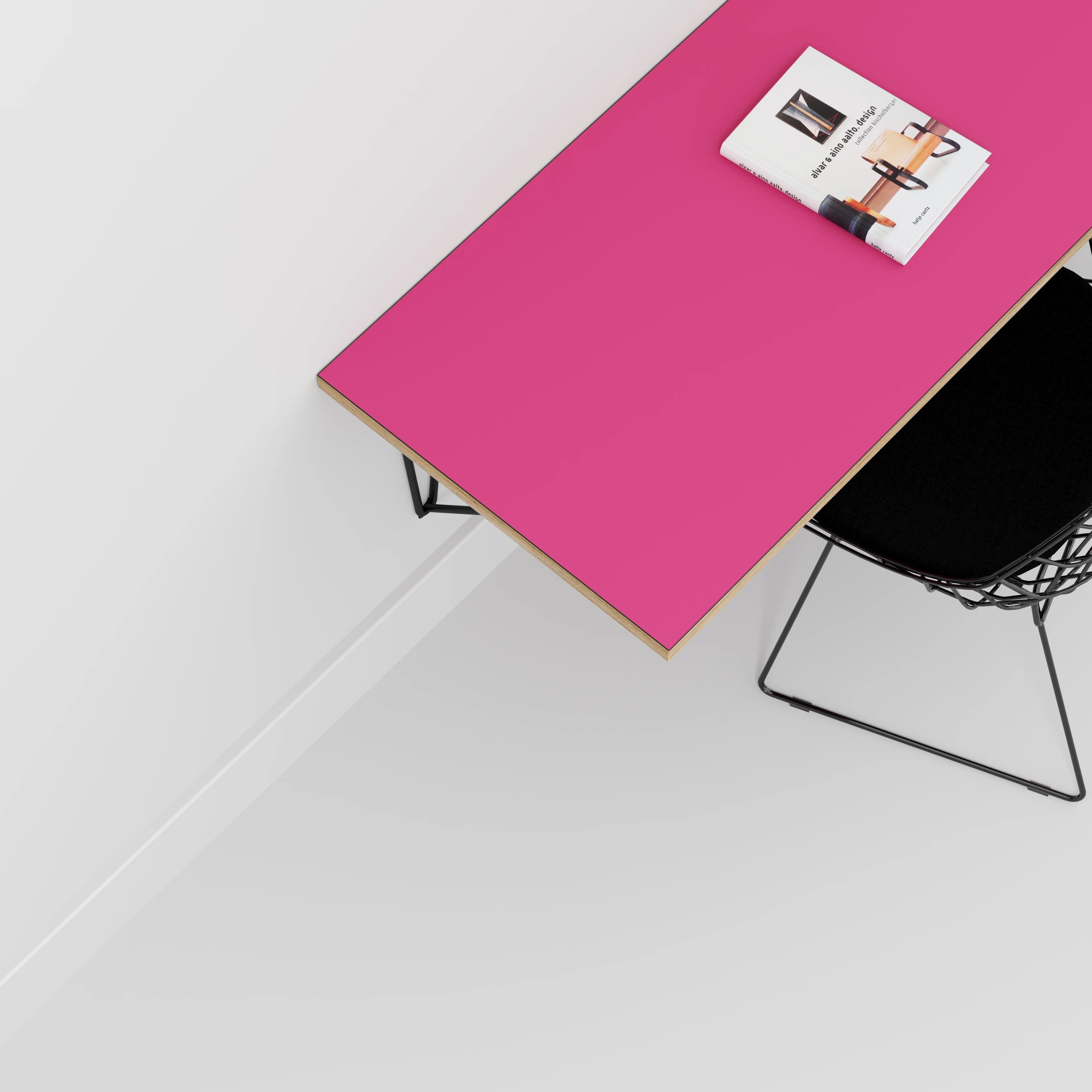 Plywood Wall Desk with Black Prism Brackets - Formica Juicy Pink - 1200(w) x 600(d) - Image 3