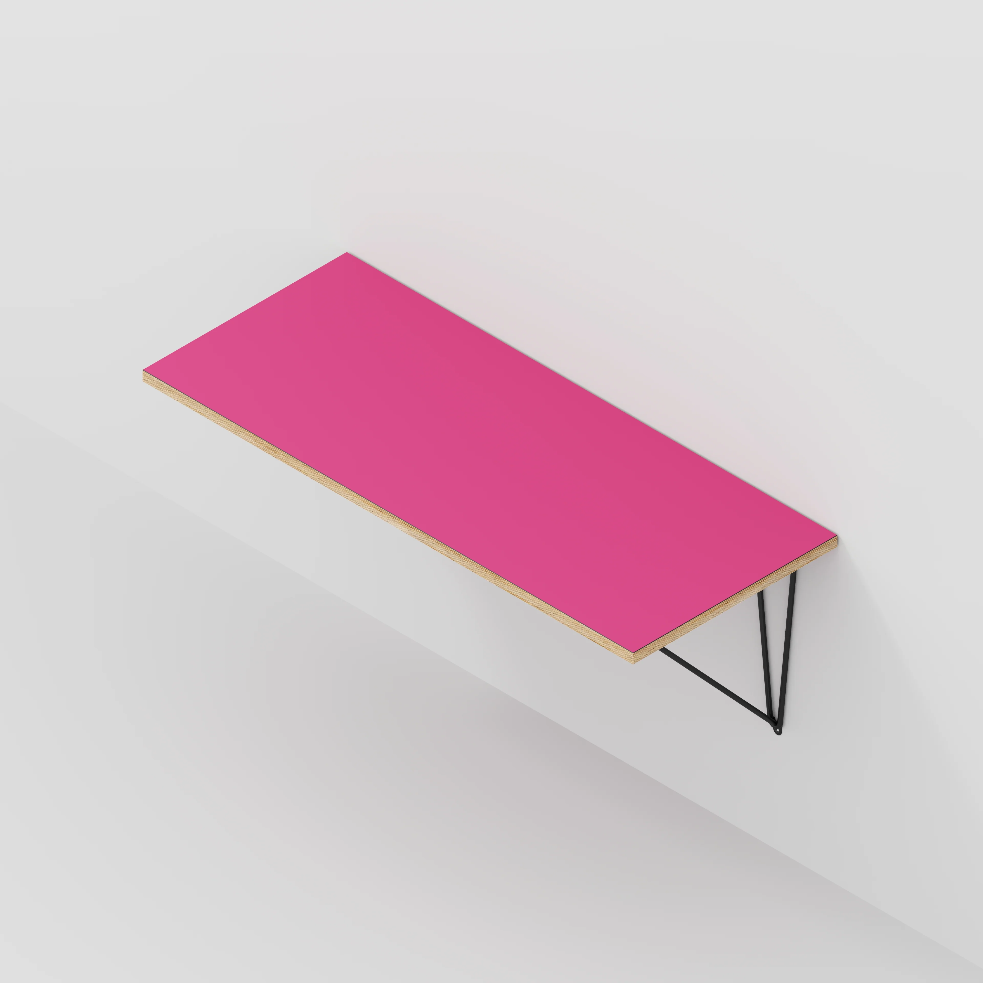 Plywood Wall Desk with Black Prism Brackets - Formica Juicy Pink - 1200(w) x 600(d) - Image 5
