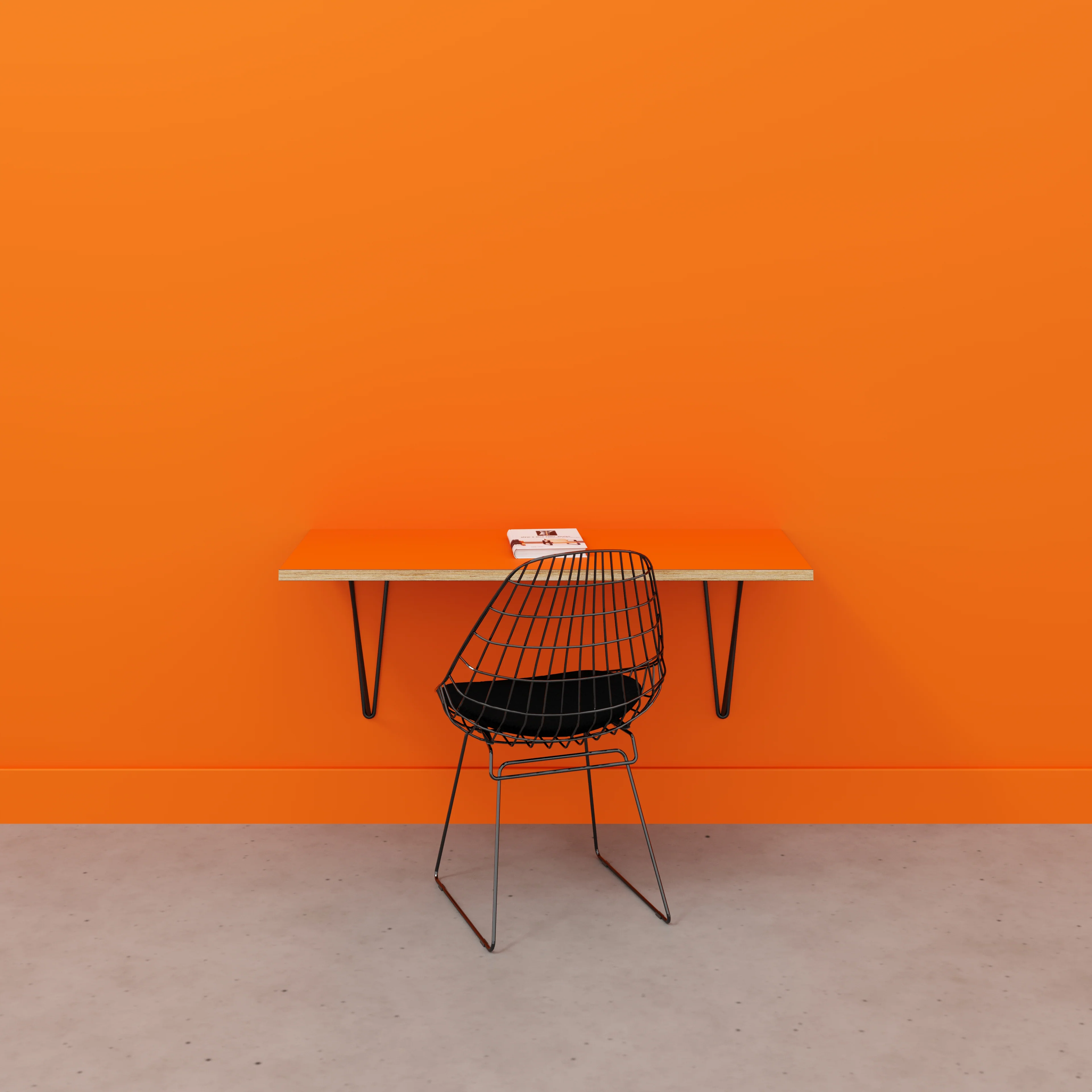 Plywood Wall Desk with Black Prism Brackets - Formica Levante Orange - 1200(w) x 600(d) - Image 2