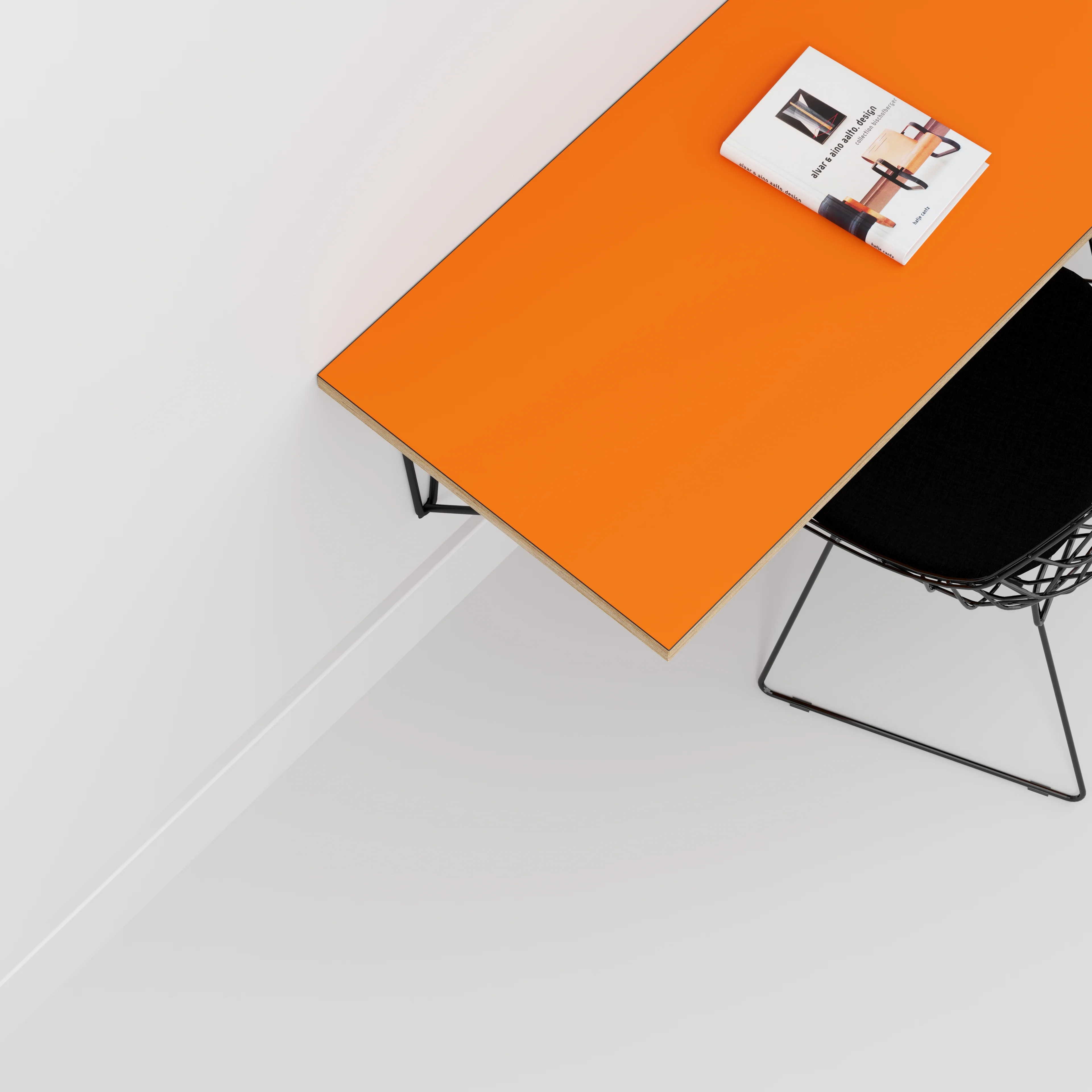 Plywood Wall Desk with Black Prism Brackets - Formica Levante Orange - 1200(w) x 600(d) - Image 3