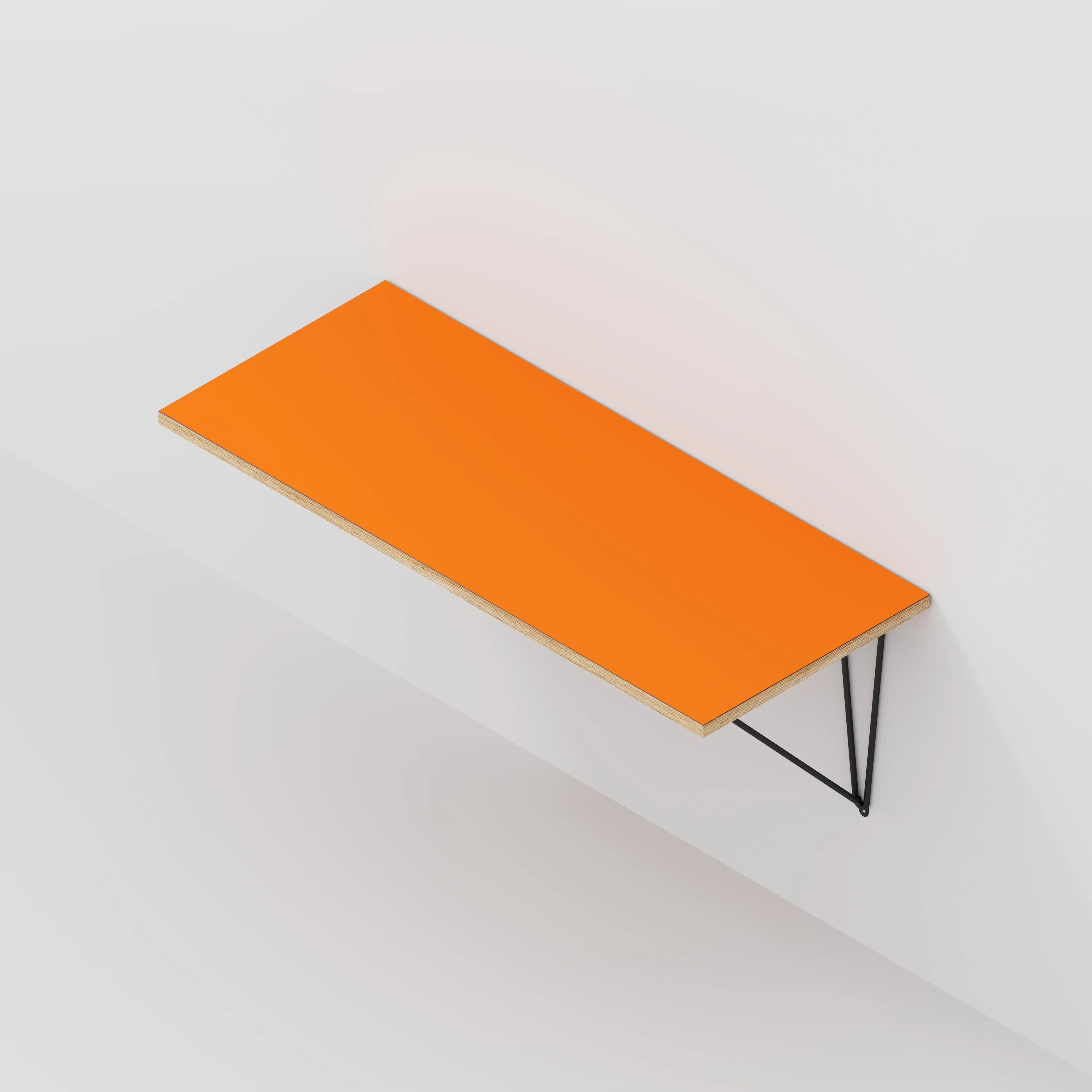 Plywood Wall Desk with Black Prism Brackets - Formica Levante Orange - 1200(w) x 600(d) - Image 5