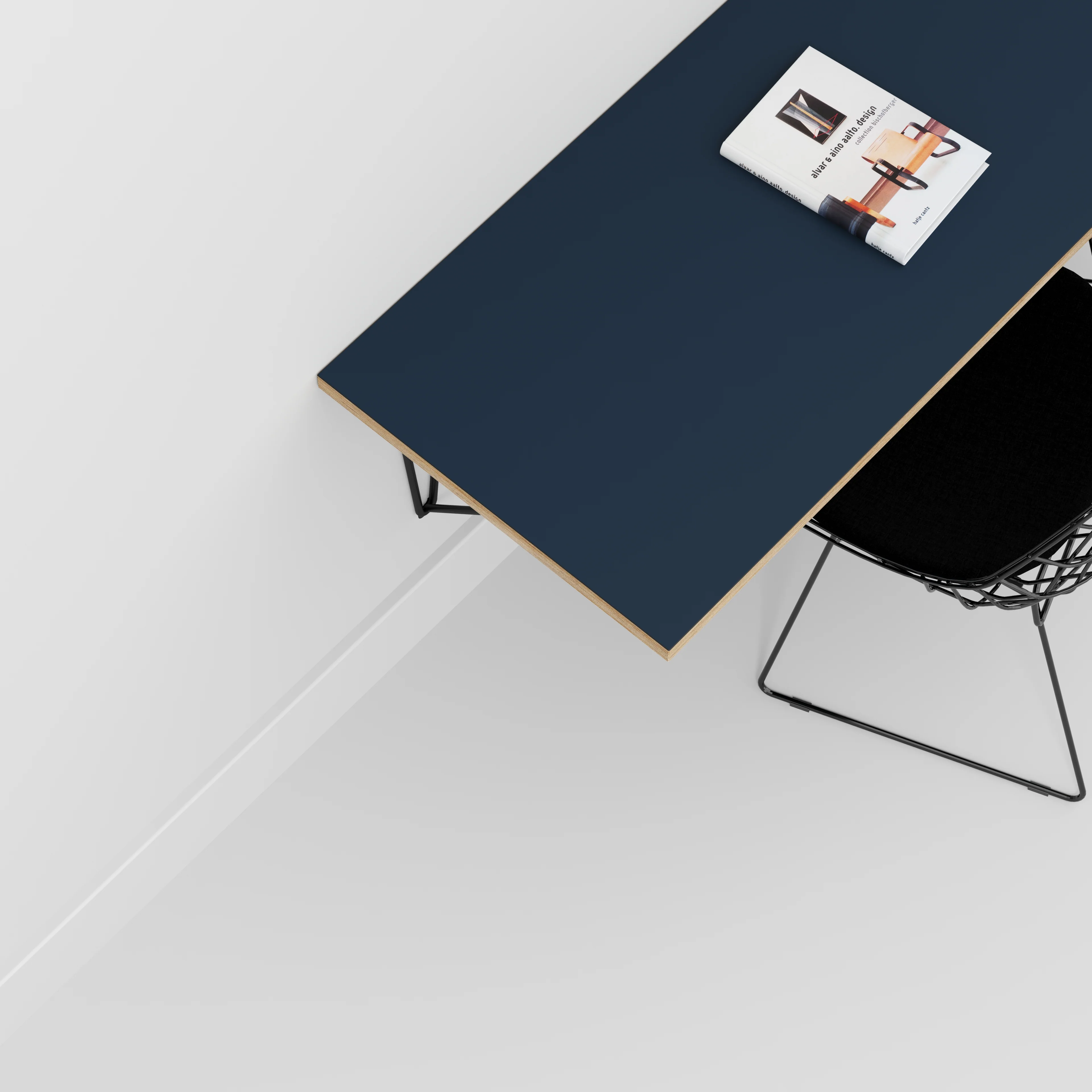 Plywood Wall Desk with Black Prism Brackets - Formica Night Sea Blue - 1200(w) x 600(d) - Image 3
