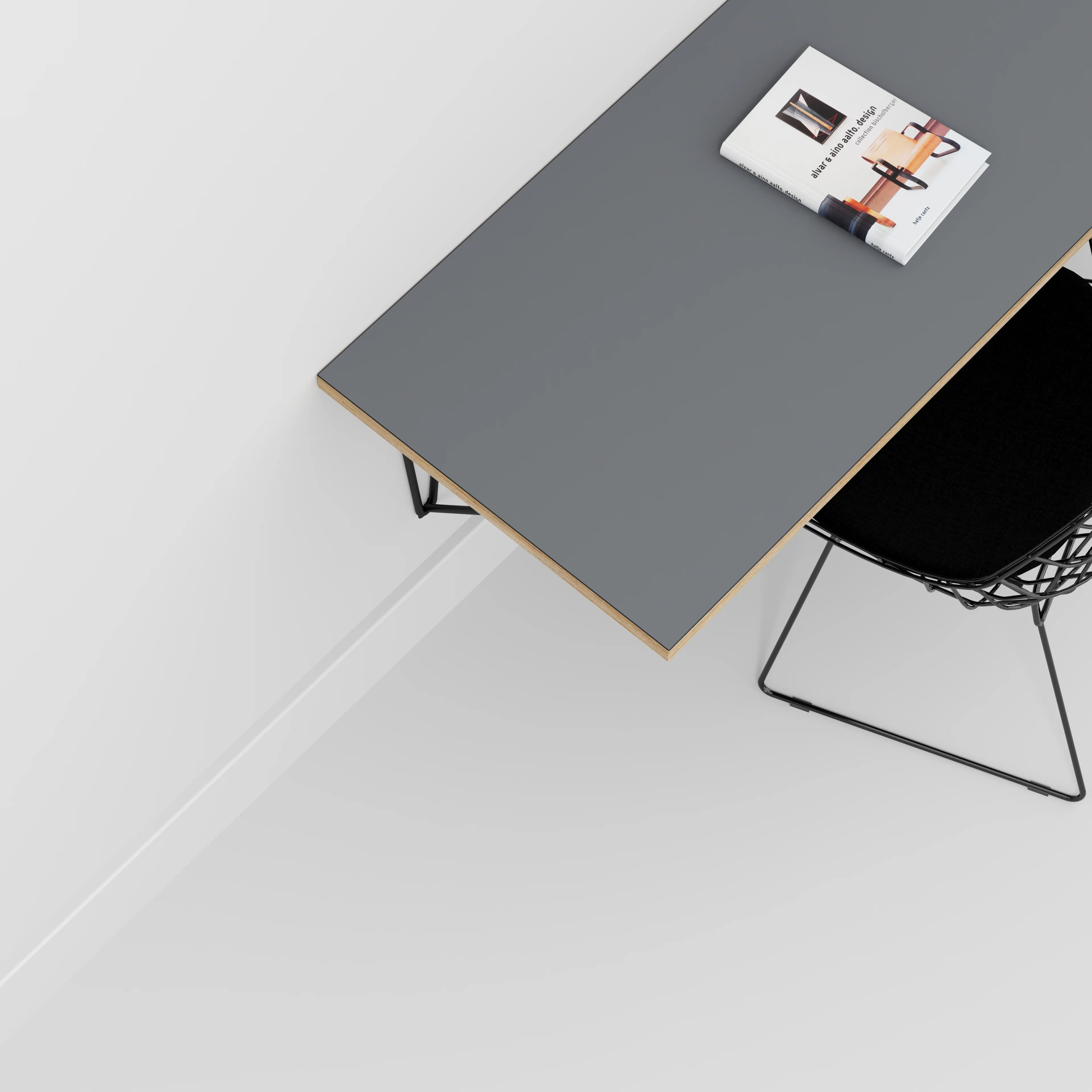 Plywood Wall Desk with Black Prism Brackets - Formica Tornado Grey - 1200(w) x 600(d) - Image 3