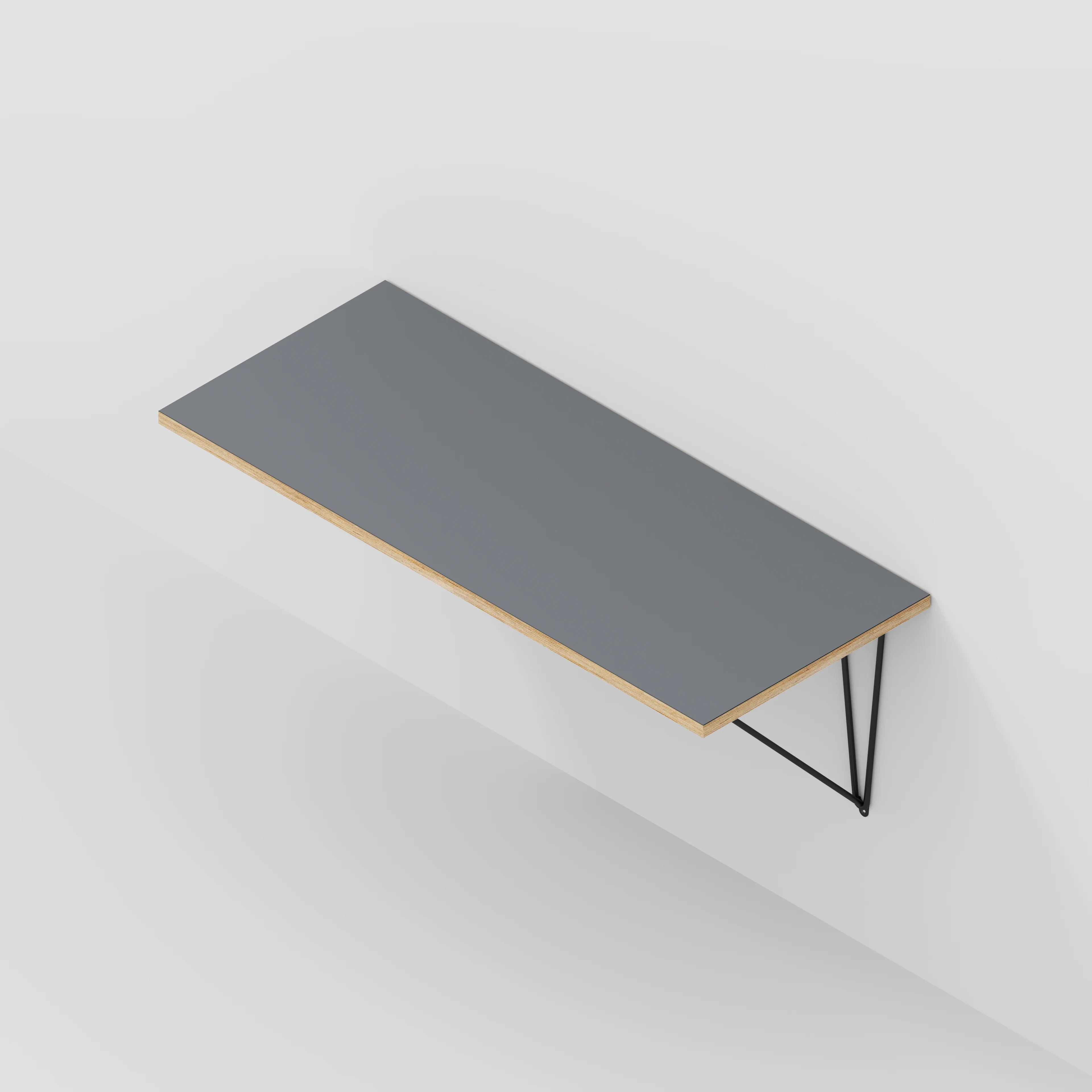 Plywood Wall Desk with Black Prism Brackets - Formica Tornado Grey - 1200(w) x 600(d) - Image 5
